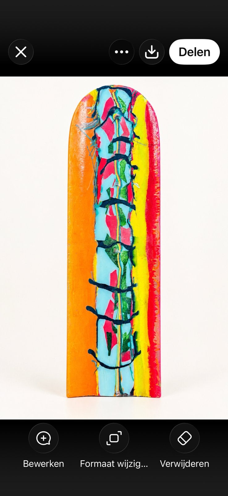 Groot kleurrijk glaskunst object (39 cm hoog) – Fused glass, Ophalen of Verzenden