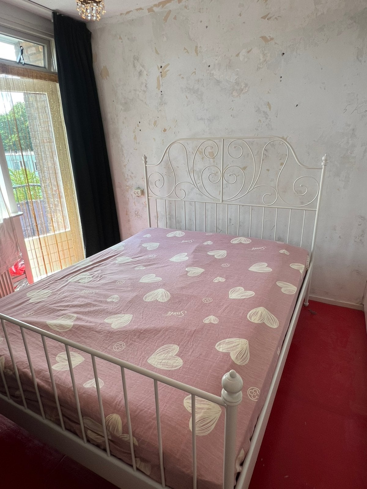 Ikea bed 160x200 wit, Huis en Inrichting, Slaapkamer | Bedden, Ophalen, Wit, Tweepersoons, Zo goed als nieuw
