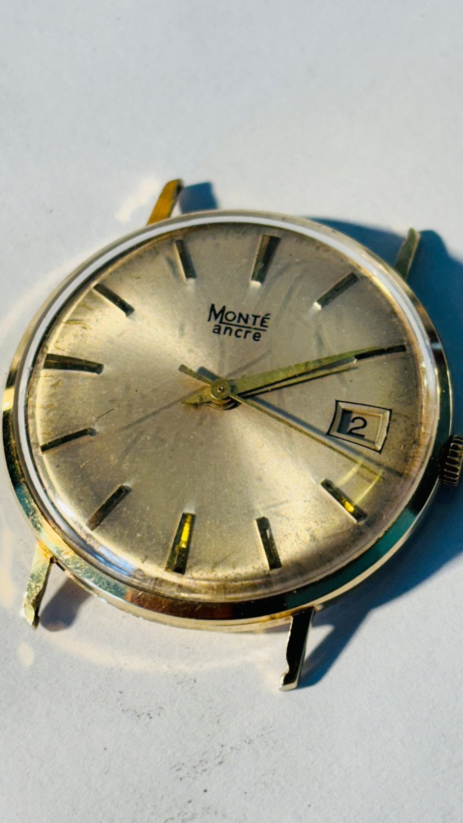 Monte gouden heren horloge 14 krt gratis verzending., Verzenden, Zo goed als nieuw