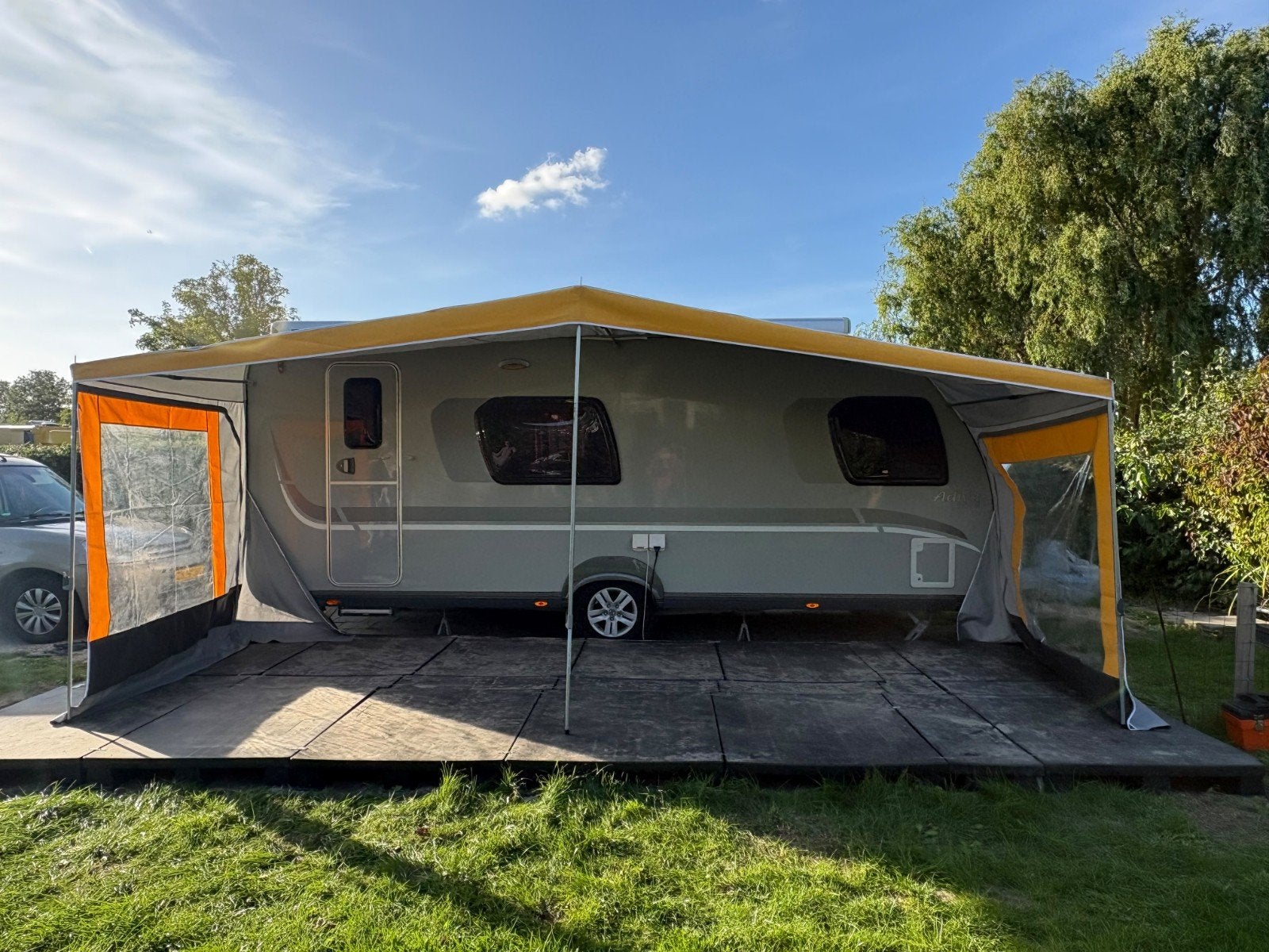 een nieuwe Duijndam Delft caravan luifel met zijwanden, Ophalen, Nieuw, Polyester, Overige merken