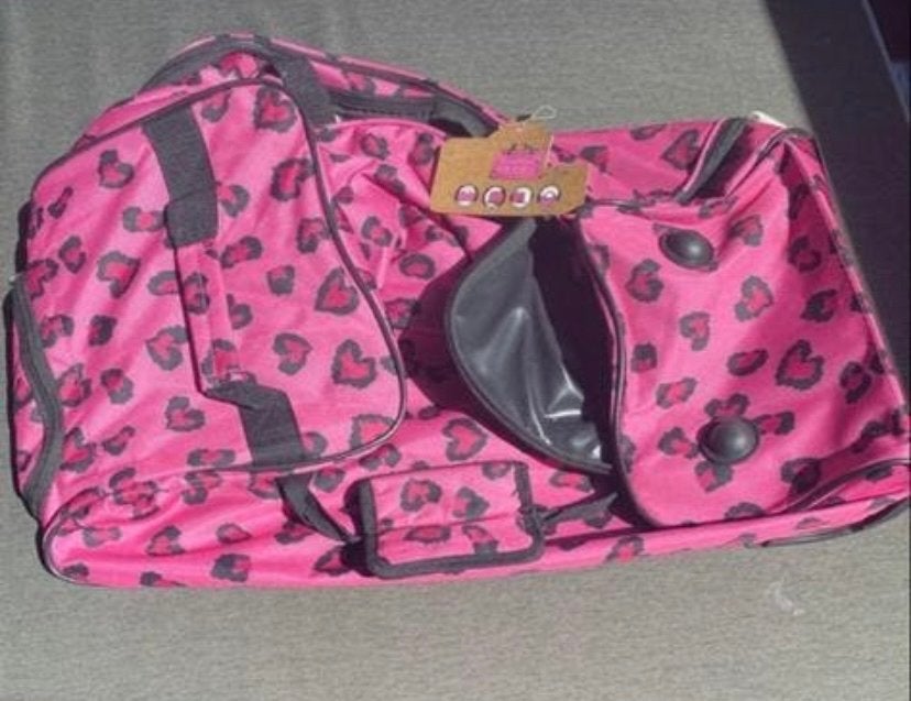 Roze reistas trolley met vrolijk patroon - Zo goed als nieuw, Sieraden, Tassen en Uiterlijk, 40 tot 60 cm, 20 tot 30 cm, Ophalen of Verzenden