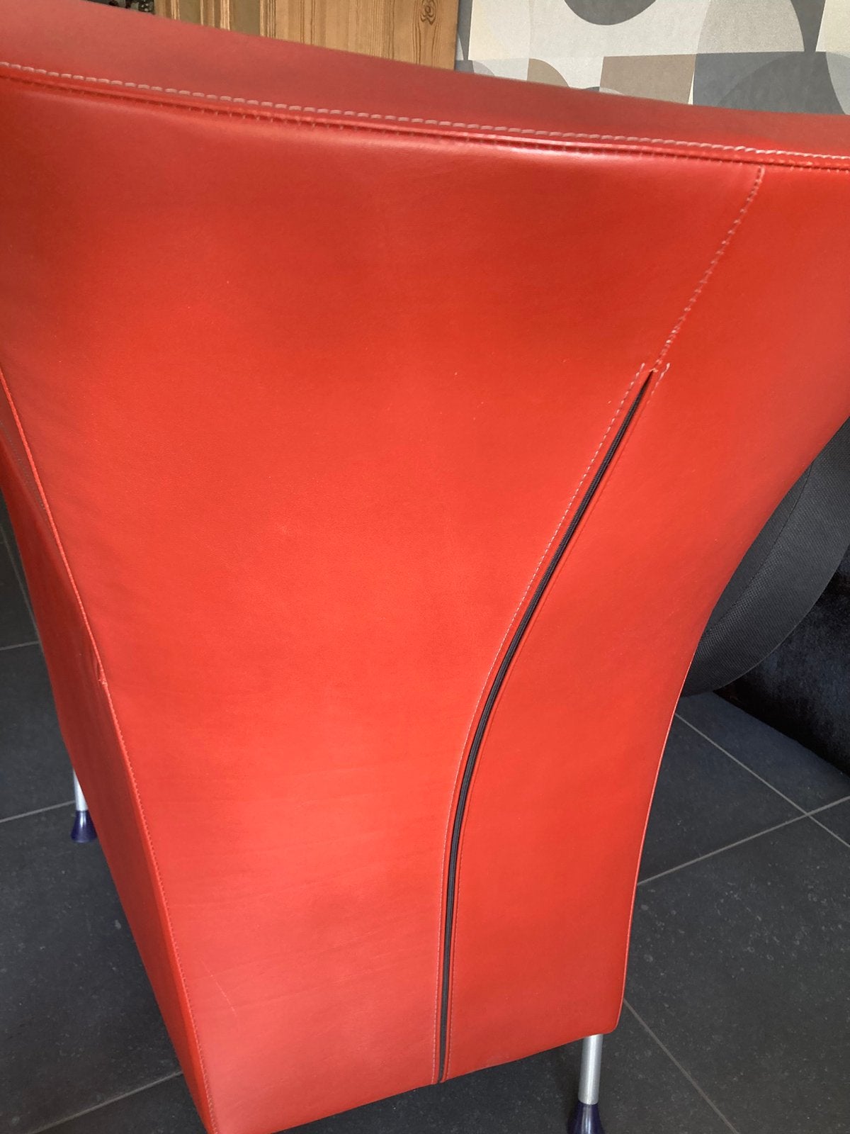 2, kleur tomatenrood, montis designstoel Windy, Ophalen, Gebruikt, 75 tot 100 cm, 50 tot 75 cm