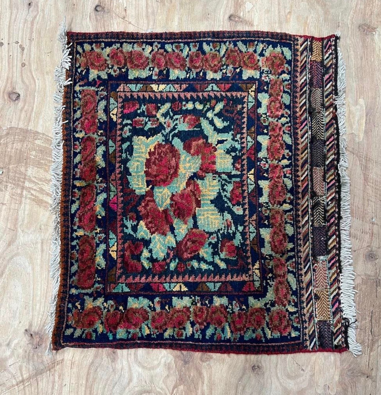 Handgemaakt antieke Oosters 1900 kleed kleedje 65x71 tapijt, Antiek en Kunst, Ophalen of Verzenden