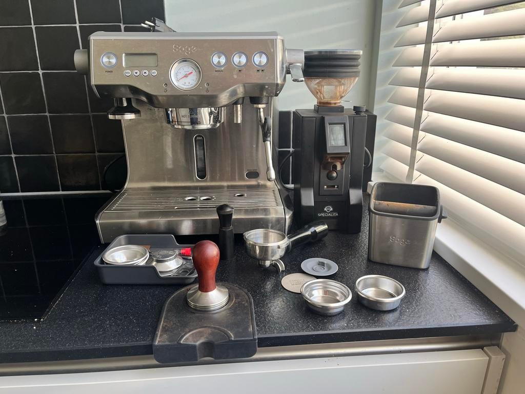 Sage Dual Boiler Espresso Machine met Eureka Mignon Bonenmal, Witgoed en Apparatuur, Koffiezetapparaten, Ophalen, Afneembaar waterreservoir