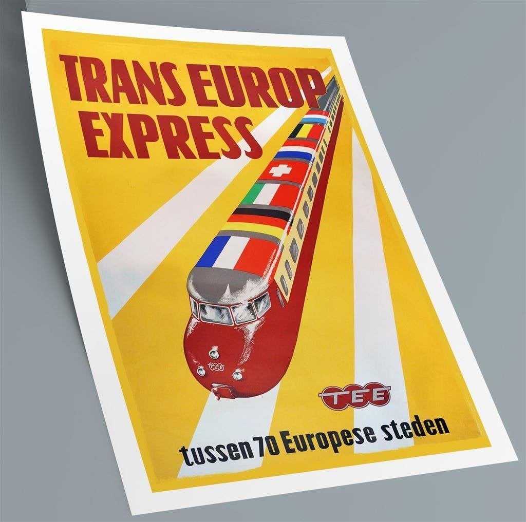 TRANS EUROP EXPRESS Trein Affiche Poster, Verzamelen, Verzenden, Nieuw, Tram, Overige typen