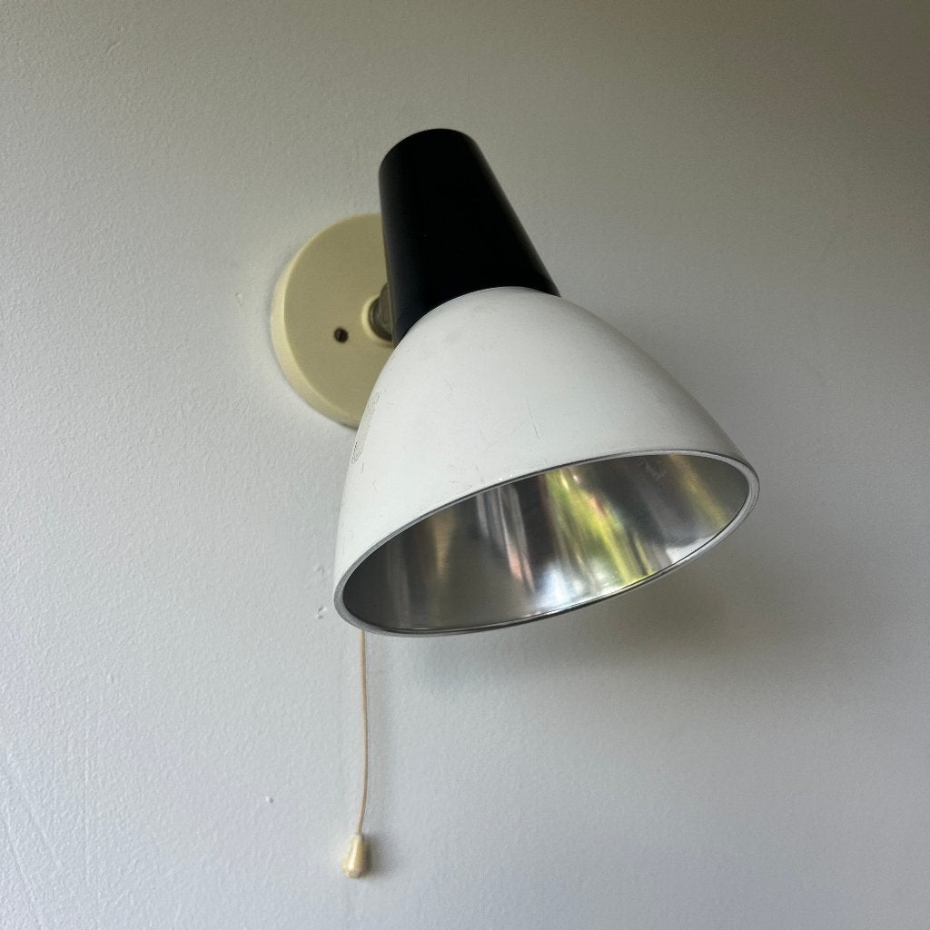 Jaren 50 60 vintage Philips wandspot met trekkoord, Spot, Gebruikt, Philips, Zwart
