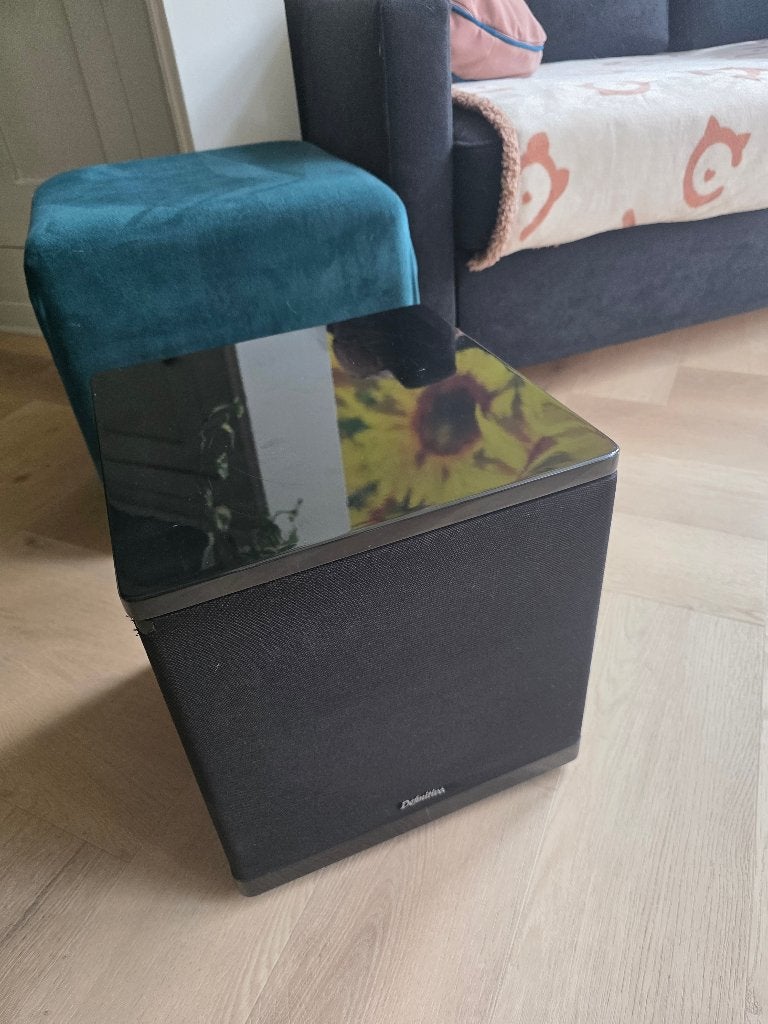 Definitive Technology SuperCube II actieve subwoofer, Gebruikt, Subwoofer, Geschikt voor surround/home cinema, Ophalen