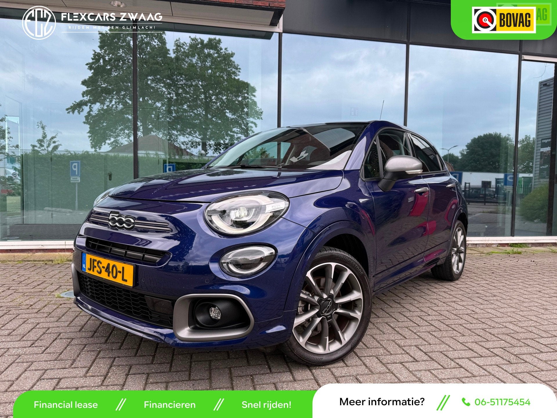 Fiat 500 X 1.5 Hybrid Sport - Automaat - Navi - Camera - Cli, Auto's, 1380 kg, Gebruikt, 4 cilinders, Blauw
