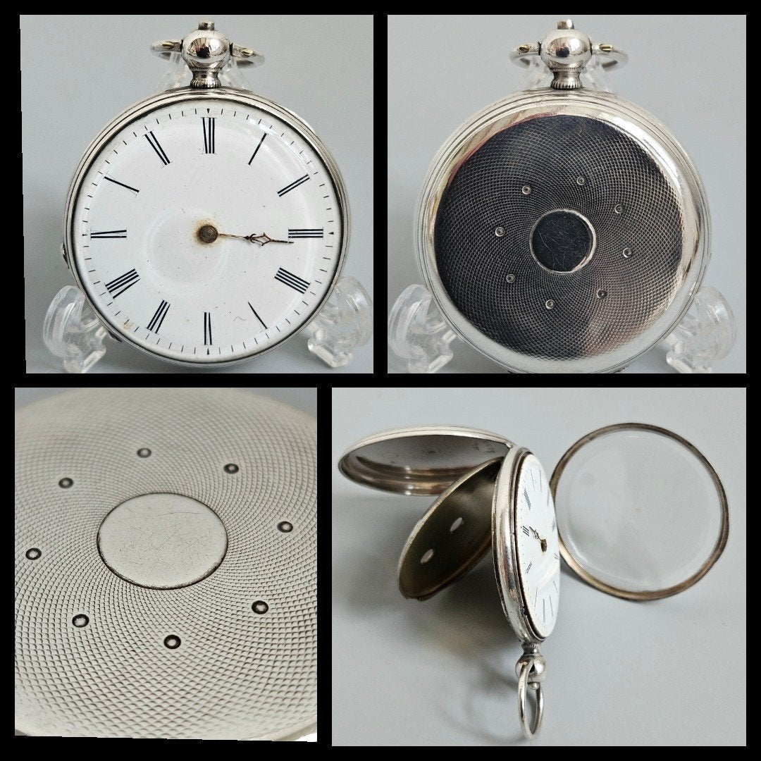 Antiek zilver,  heren zakhorloge met sleutelopwinding, Ophalen of Verzenden, Zilver