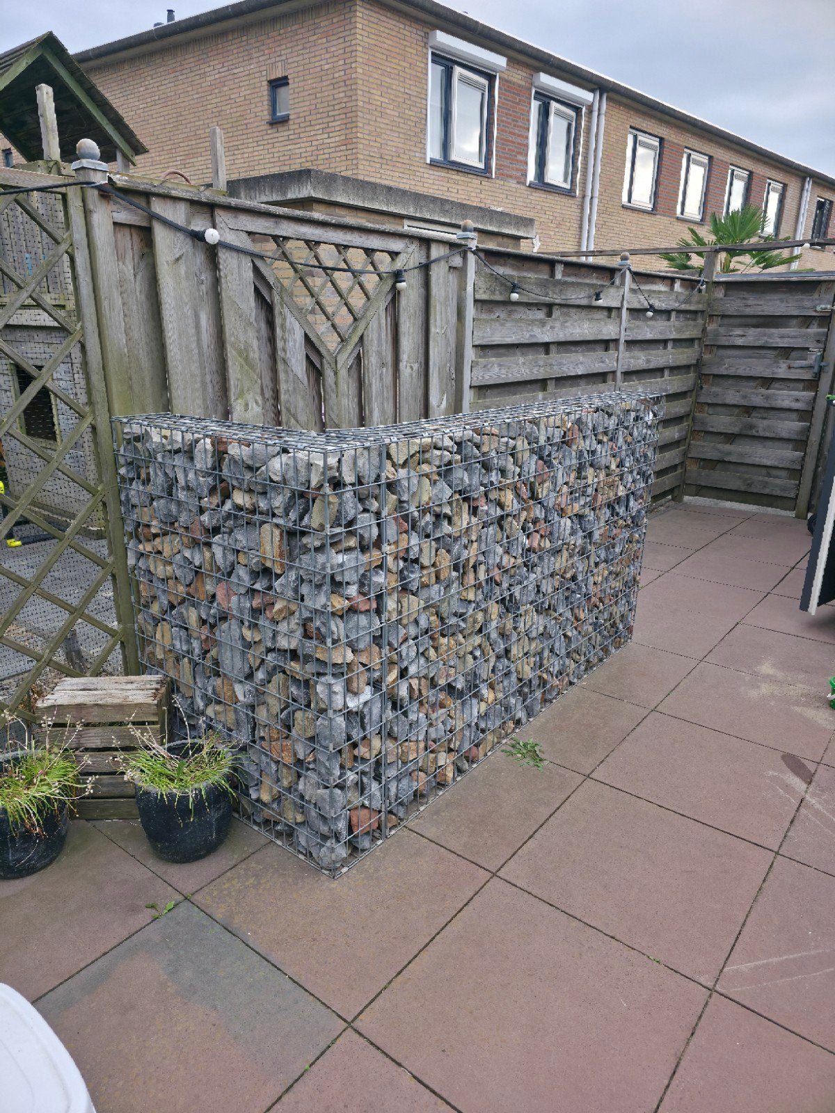 Gratis  L-vormige Gabion schanskorf - 92x213x121cm, Ophalen, Gebruikt, IJzer