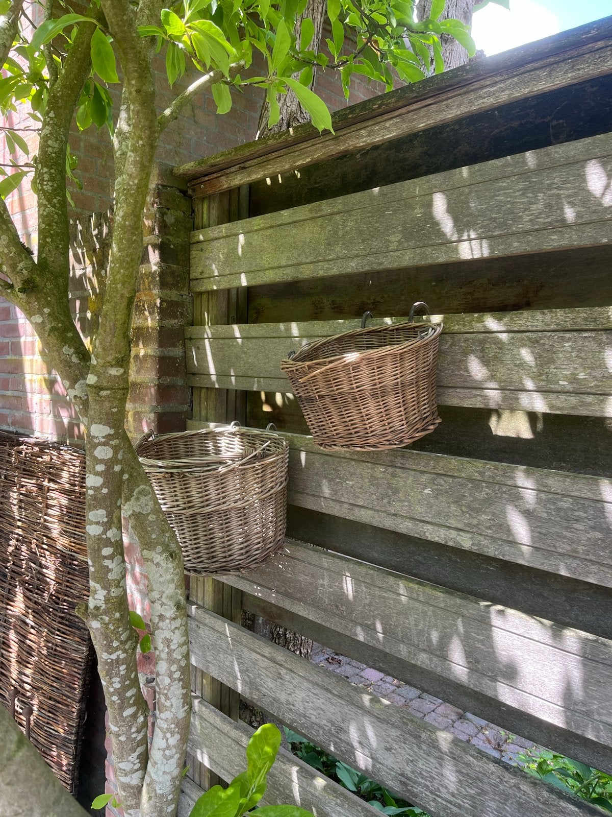 Set van 2 rieten hangmanden voor planten of decoratie, Ophalen, Gebruikt, Gevlochten, Mand