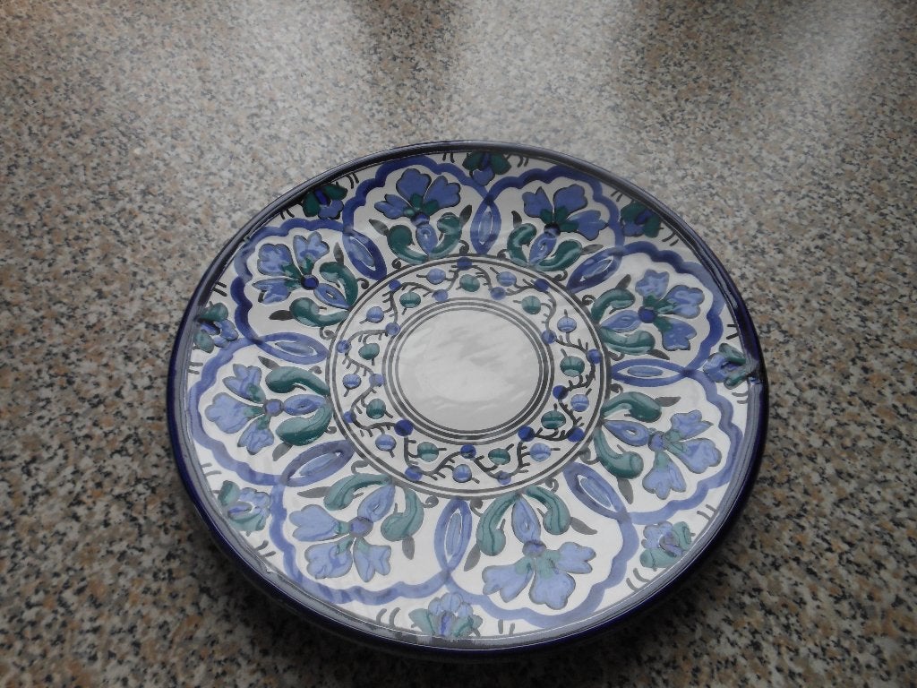 3x Decoratief Wandbordje met Blauw en Groen Bloemmotief, Ophalen