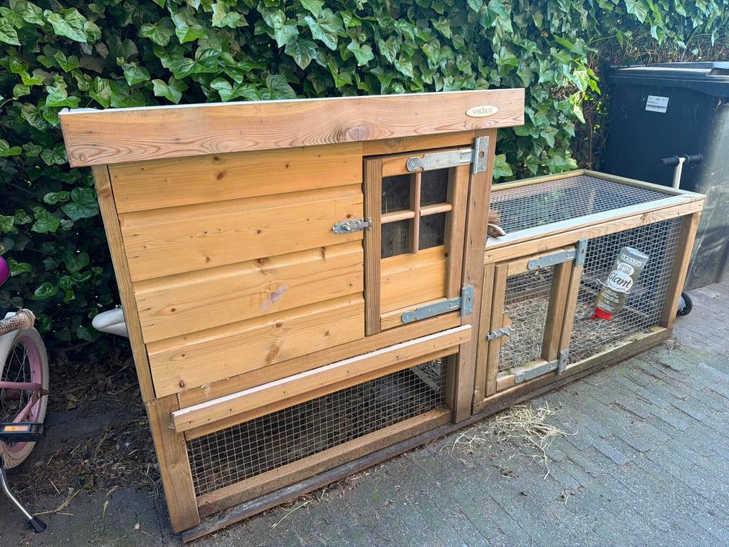 Voldux konijnenhok met ren, Dieren en Toebehoren, Knaagdieren en Konijnen | Hokken en Kooien, Ophalen, 110 cm of meer, Zo goed als nieuw
