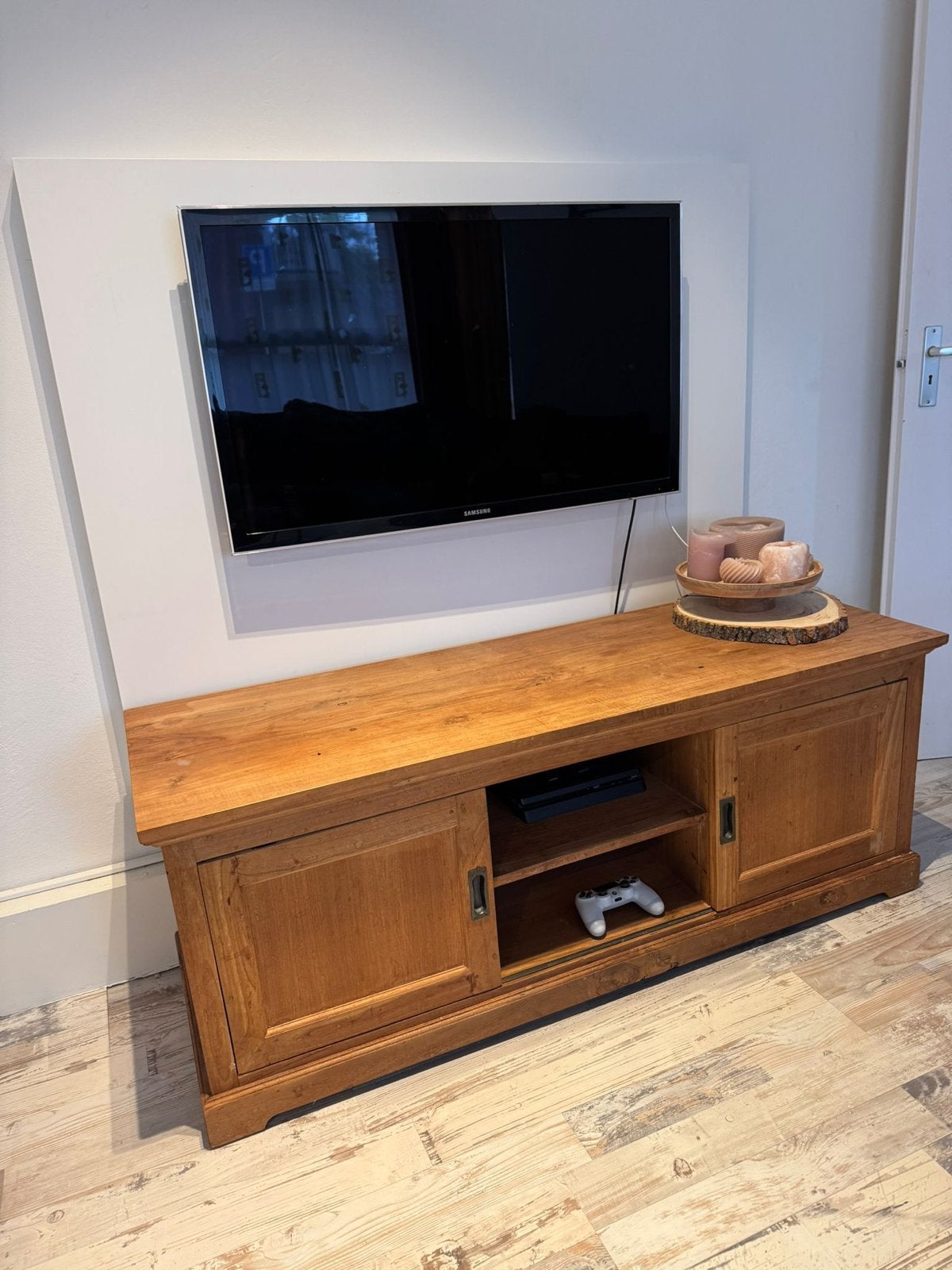 Massief houten eettafel met 6 stoelen, Gebruikt, 150 tot 200 cm, Vier personen, Rechthoekig