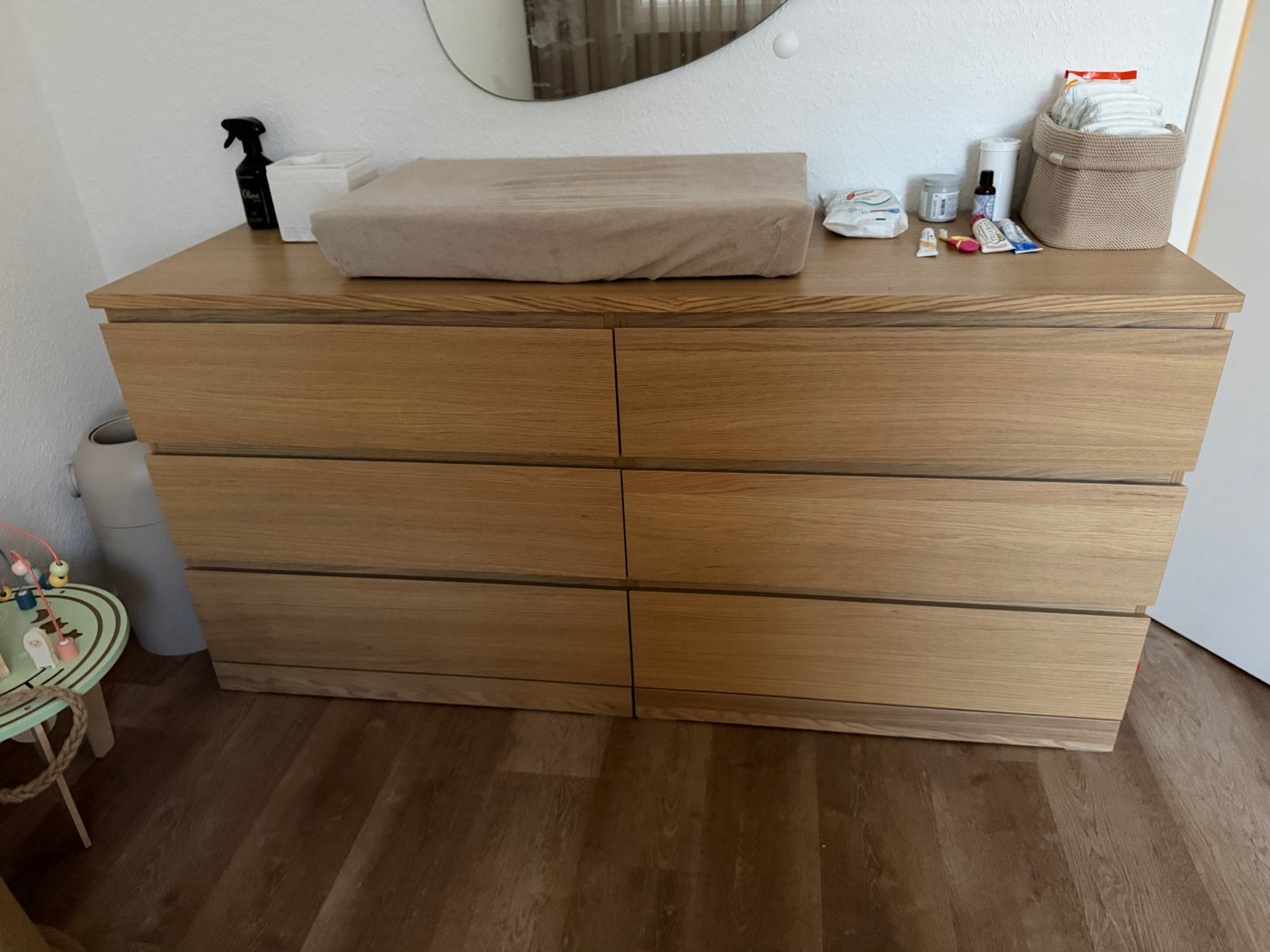 IKEA MALM ladekast 6 lades – eikenfineer – 160 cm, Ophalen, Zo goed als nieuw, 25 tot 50 cm, 150 tot 200 cm