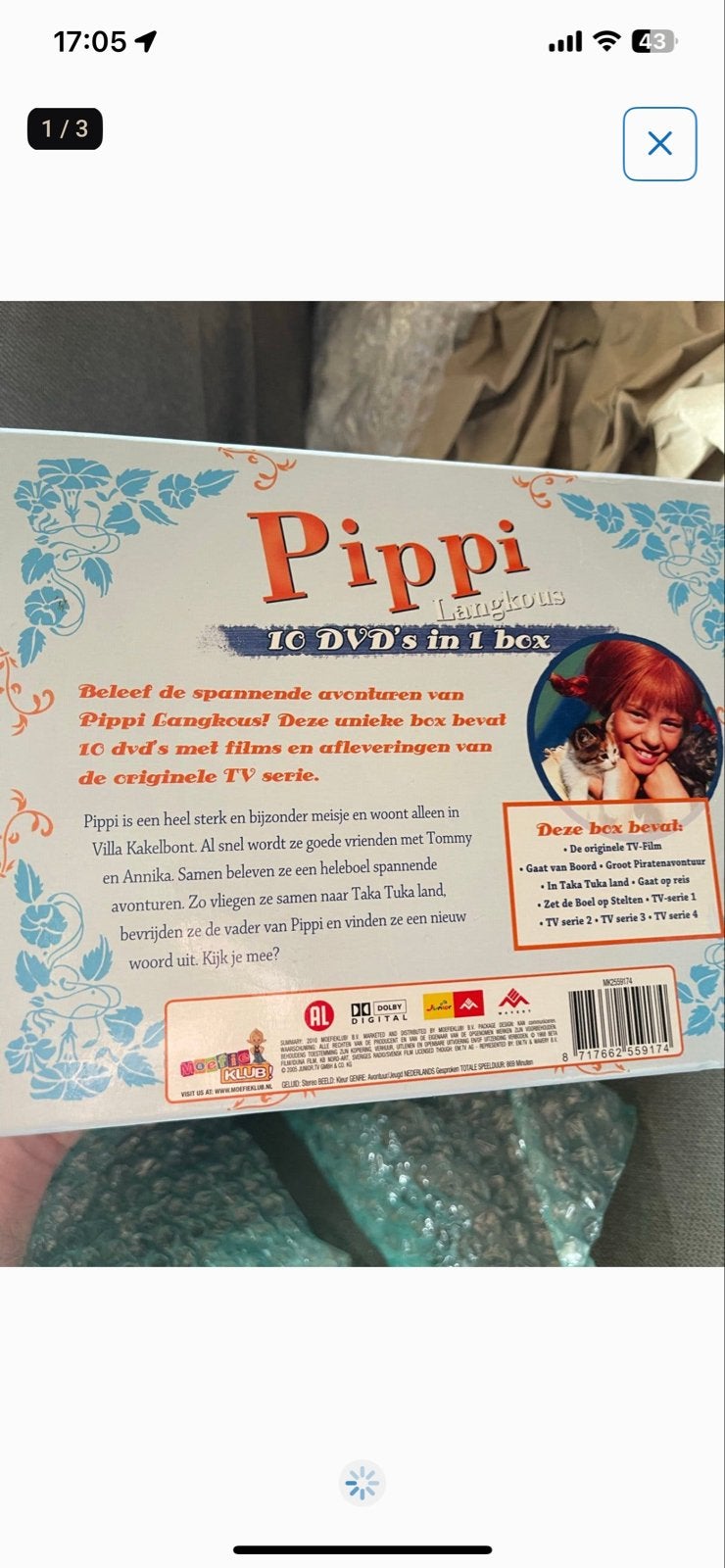 Pippi Langkous - 10 DVD's in 1 Box - Complete Collectie, Cd's en Dvd's, Alle leeftijden, Zo goed als nieuw, Familie, Box/collectie