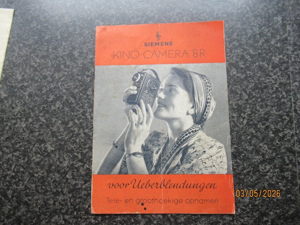 ZELDZAME FOLDER/ HANDLEIDING- SIEMENS KINO CAMERA 8 R -1939, Ophalen of Verzenden, Gelezen, Folder