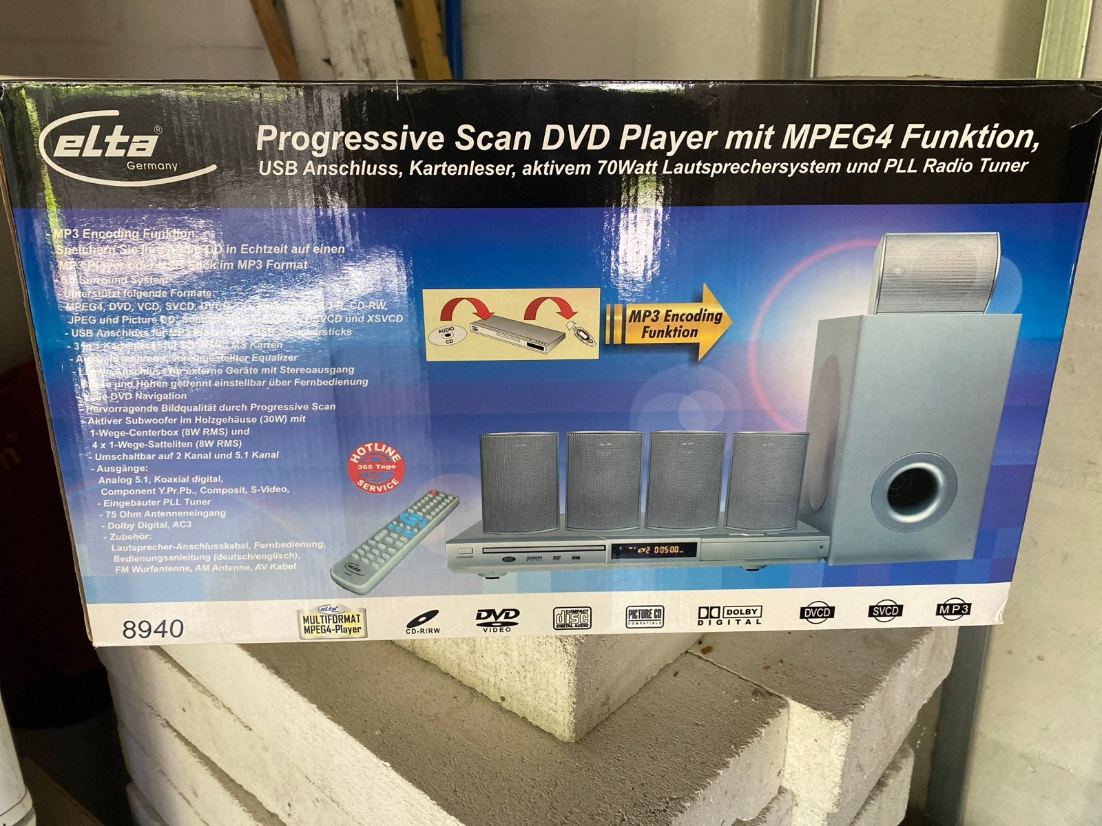 Elta DVD-speler met MPEG4, USB, 70W luidsprekersysteem, 70 watt of meer, Nieuw, 5.1-systeem, Dvd-speler