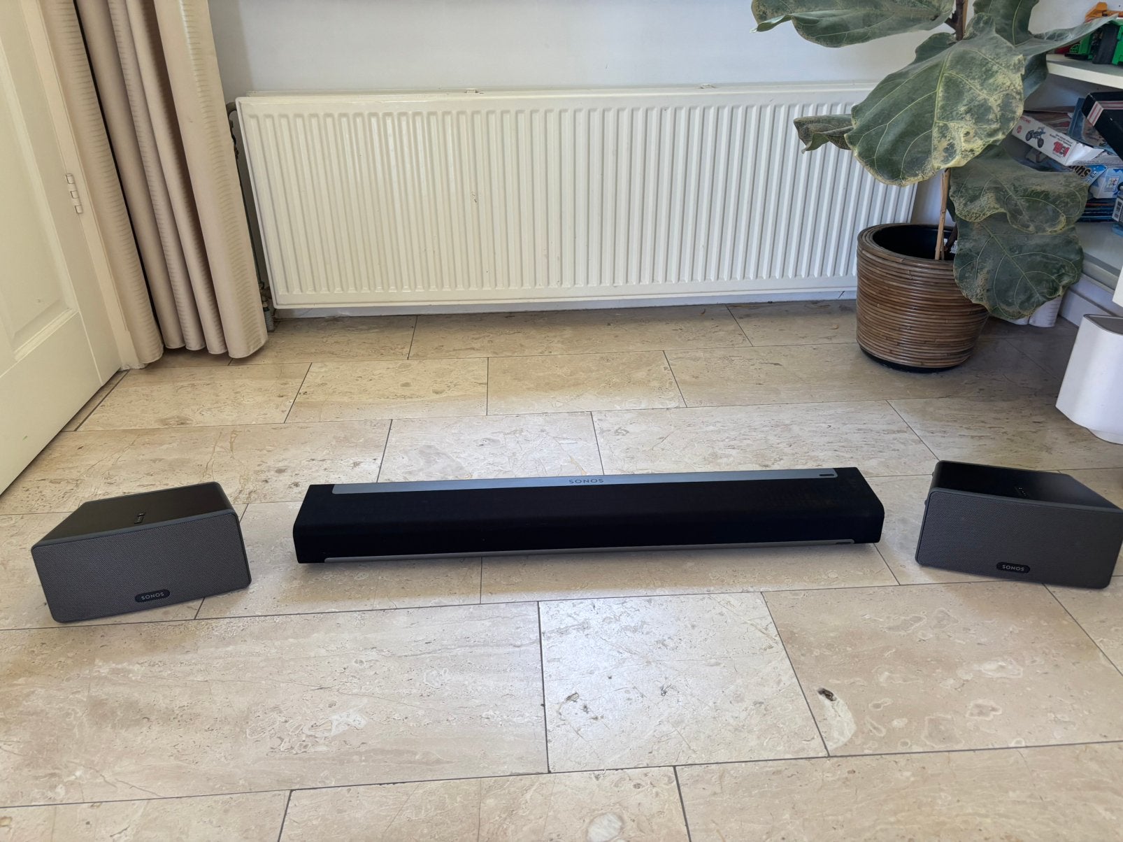 2x Sonos Play 3 Zwart + Playbar | Inclusief Garantie, Ophalen of Verzenden, Zo goed als nieuw, Sonos