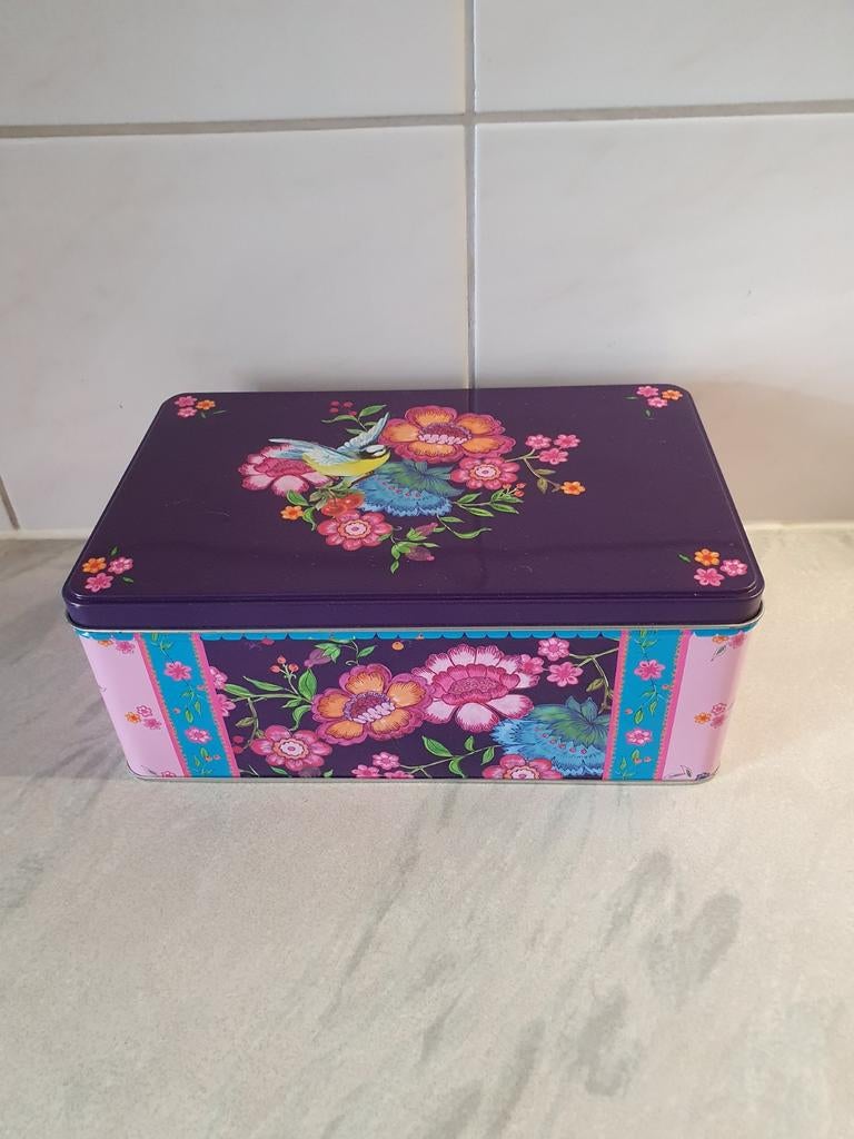 Blik, bloemen, vogel, Ophalen of Verzenden, Gebruikt, Overige