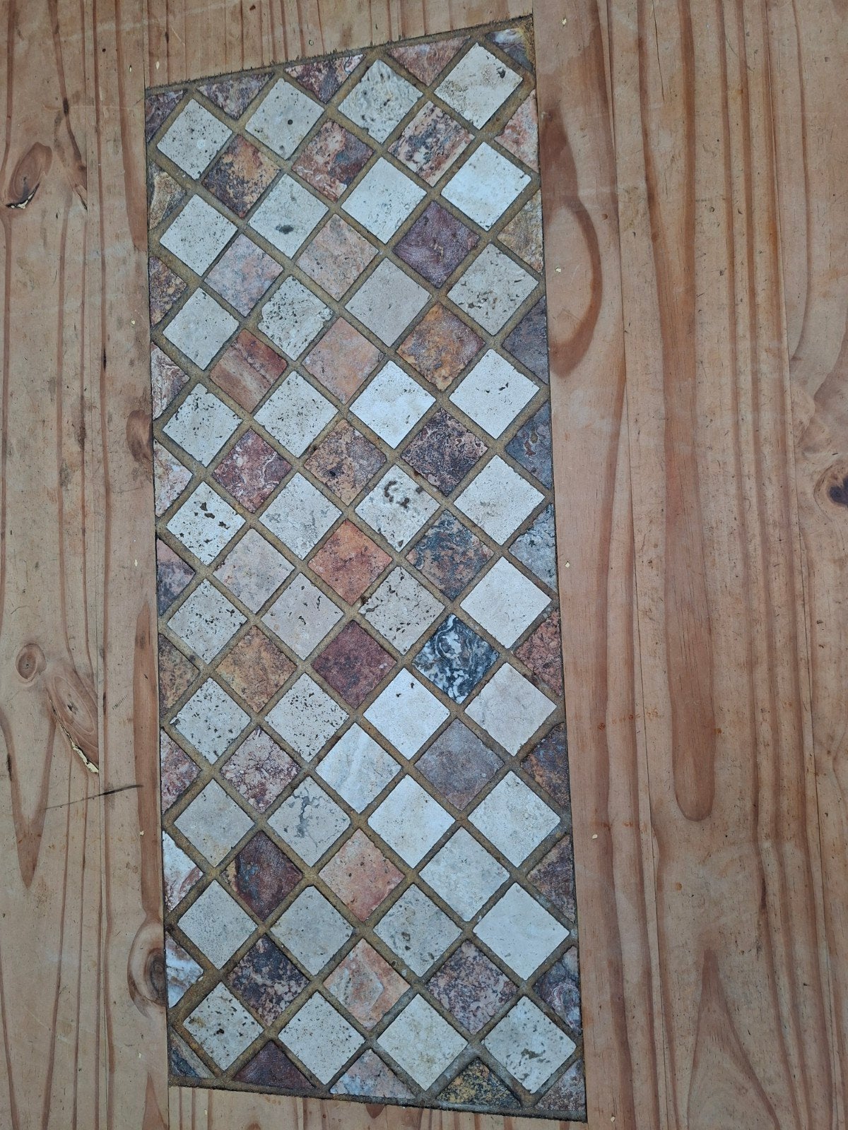 Retro grenen tafel jaren '80 met tegelinleg 120x80x45, Ophalen of Verzenden, Zo goed als nieuw, Grenenhout, Retro, Jaren '80