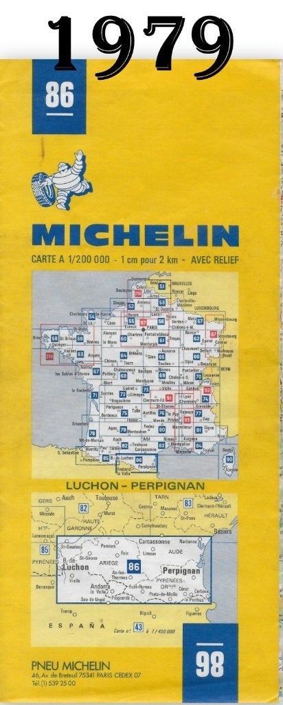 l01 - Plattegrond Michelin nr 86 - Luchon Perpignan (1979), Boeken, Atlassen en Landkaarten, Gelezen, Frankrijk, Ophalen of Verzenden
