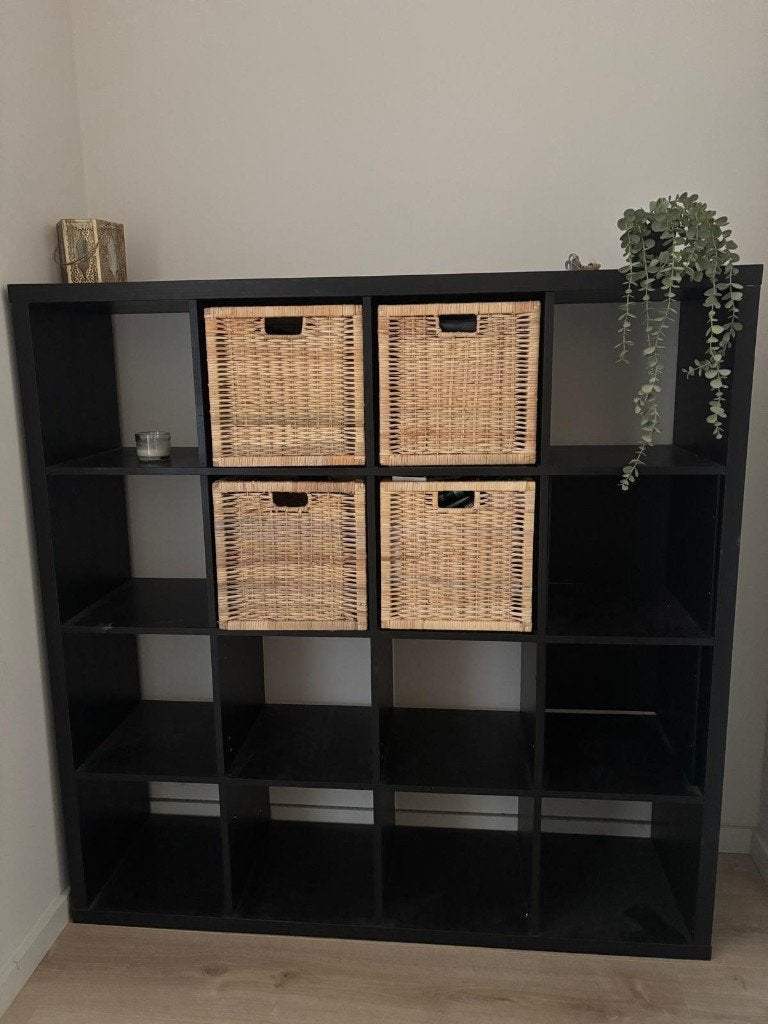 IKEA Kallax kast met 16 vakken, zwart, Ophalen, Gebruikt