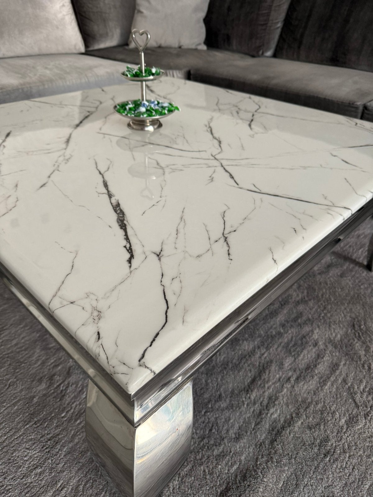 Salon tafel marmer, Ophalen, Zo goed als nieuw, Vierkant, 50 tot 100 cm