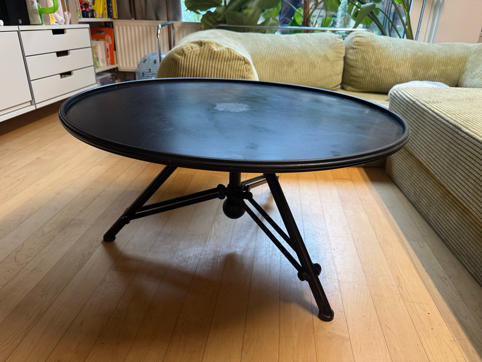 Dutchbone Brok salontafel - Zwart, rond, Huis en Inrichting, Tafels | Salontafels, Ophalen, Gebruikt, Rond, 50 tot 100 cm