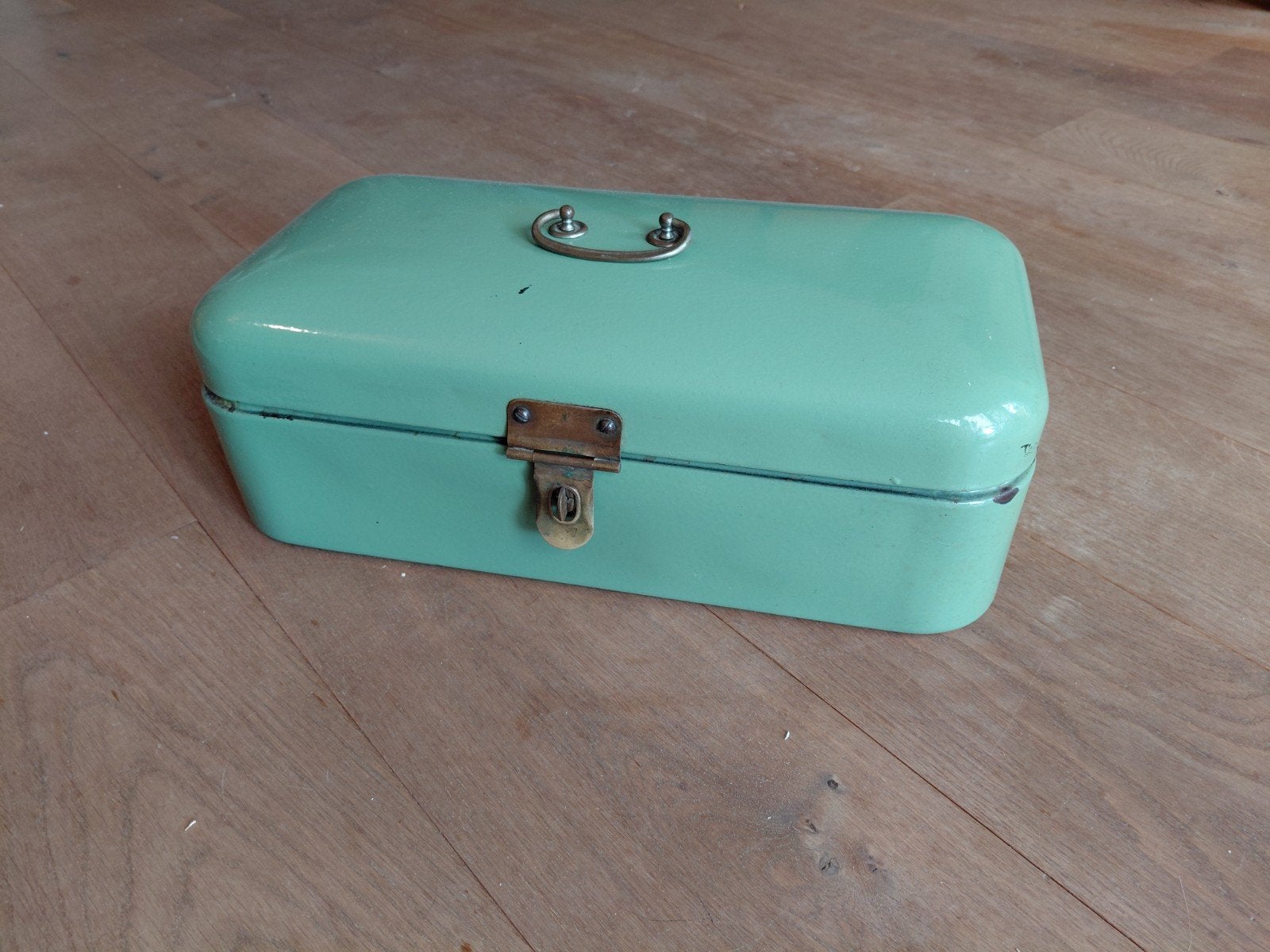 Vintage Broodtrommel Groen Emaille - Jaren '50/'60, Ophalen of Verzenden