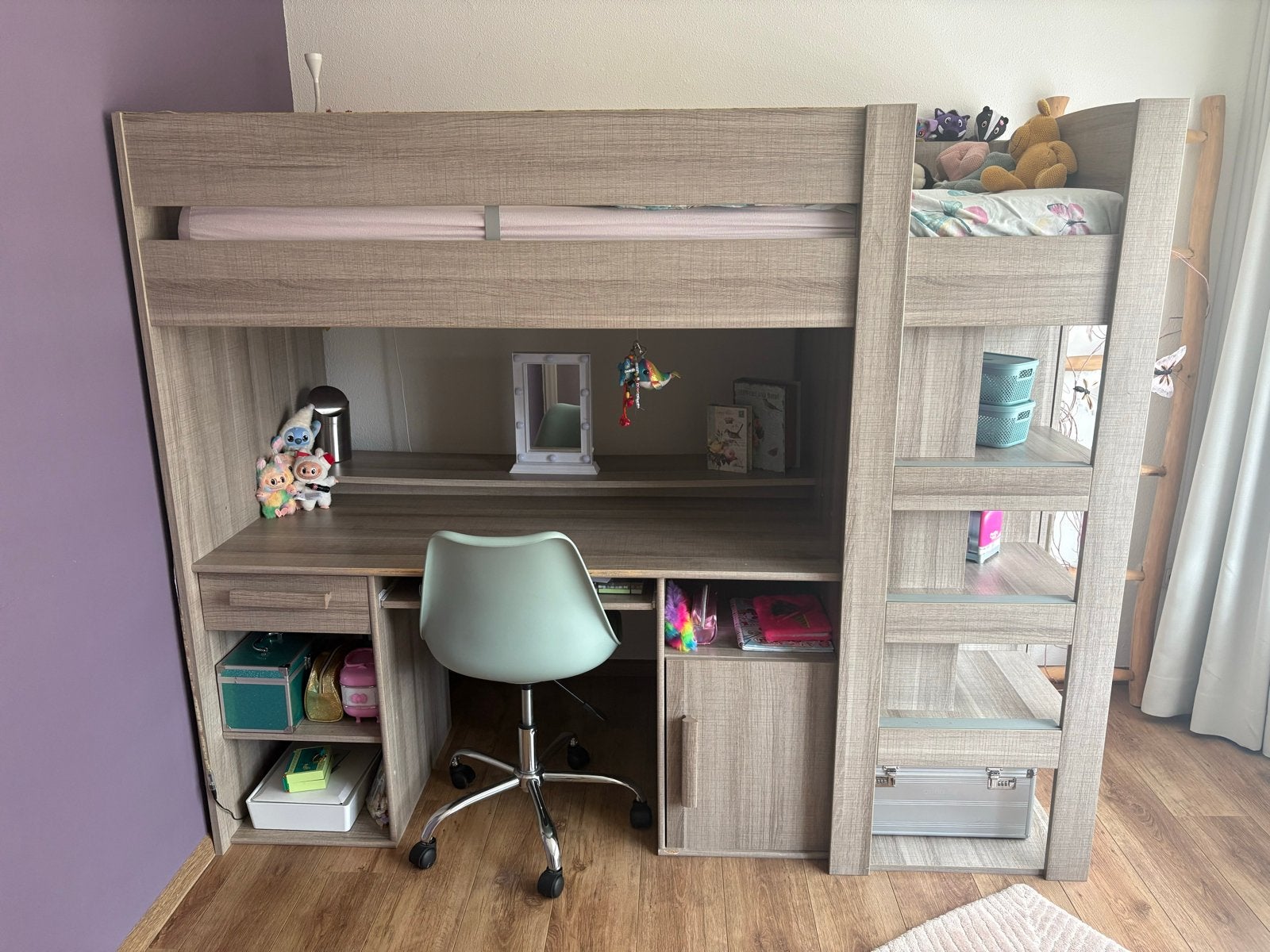 Gami Montana Hoogslaper met Bureau en Kast - Zo goed als nie, Ophalen, Eenpersoons, Zo goed als nieuw, 200 cm