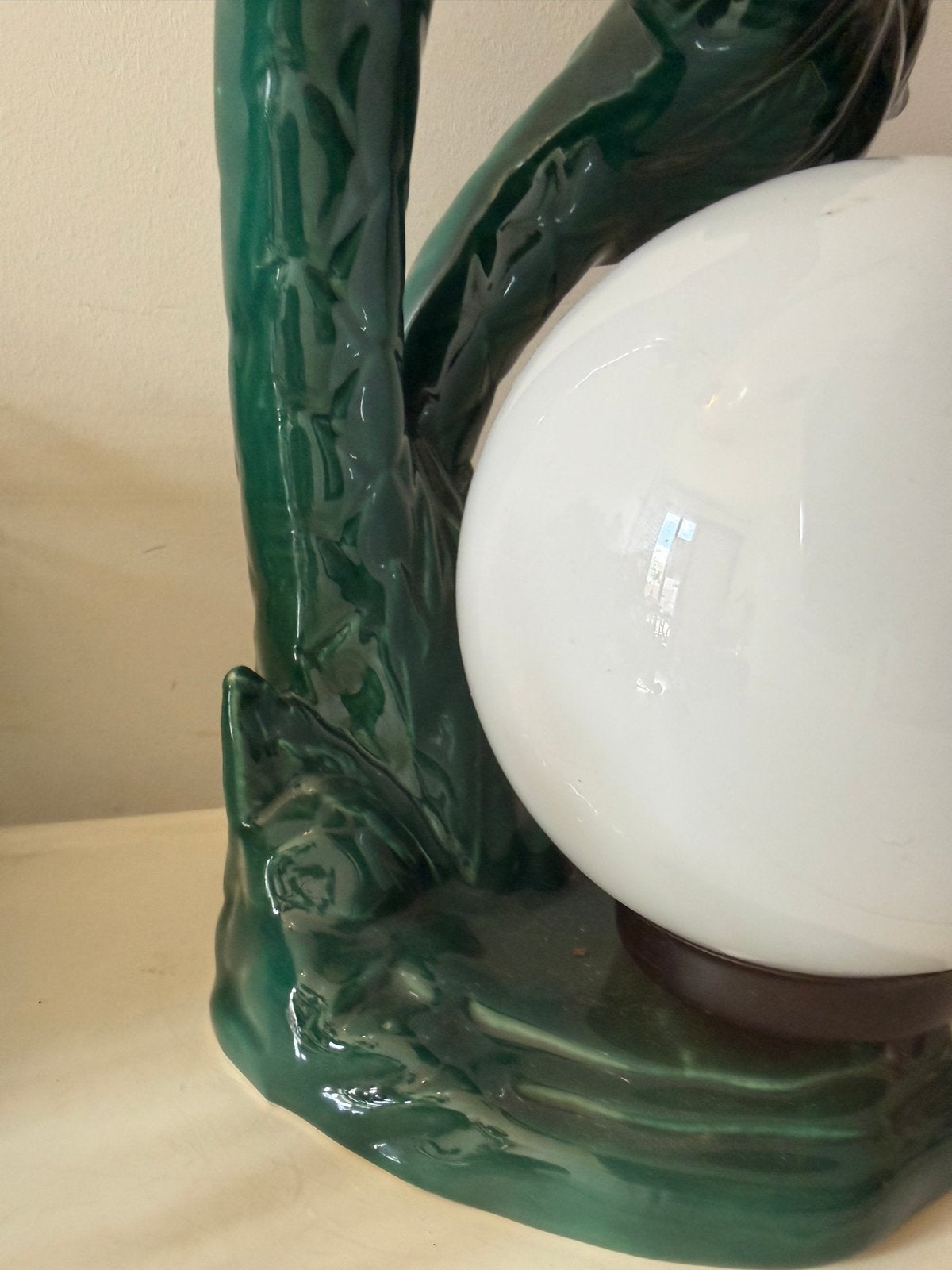 Palmbomen lamp met witte bol jaren 80 vintage, Ophalen of Verzenden