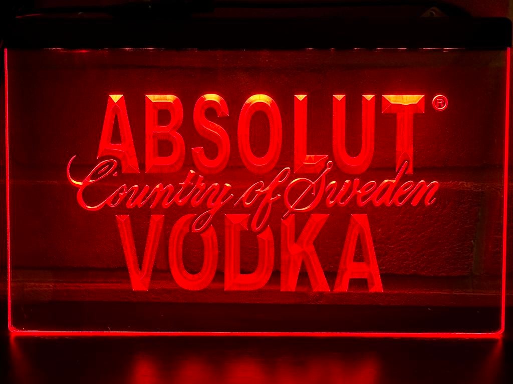 Led Lichtbord ABSOLUT VODKA 3d neon look, Verzamelen, Ophalen of Verzenden, Nieuw, Lichtbak of (neon) lamp