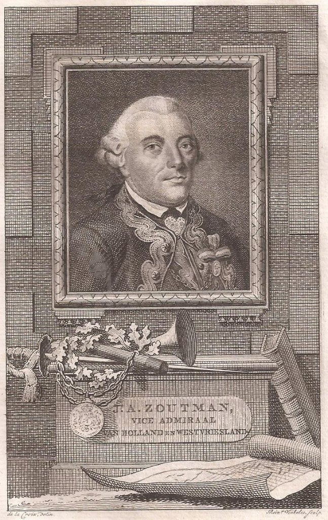 Portret J.A. Zoutman, Vice Admiraal Holland en Westfriesland, Portret, Ophalen of Verzenden, 14 cm, 9 cm