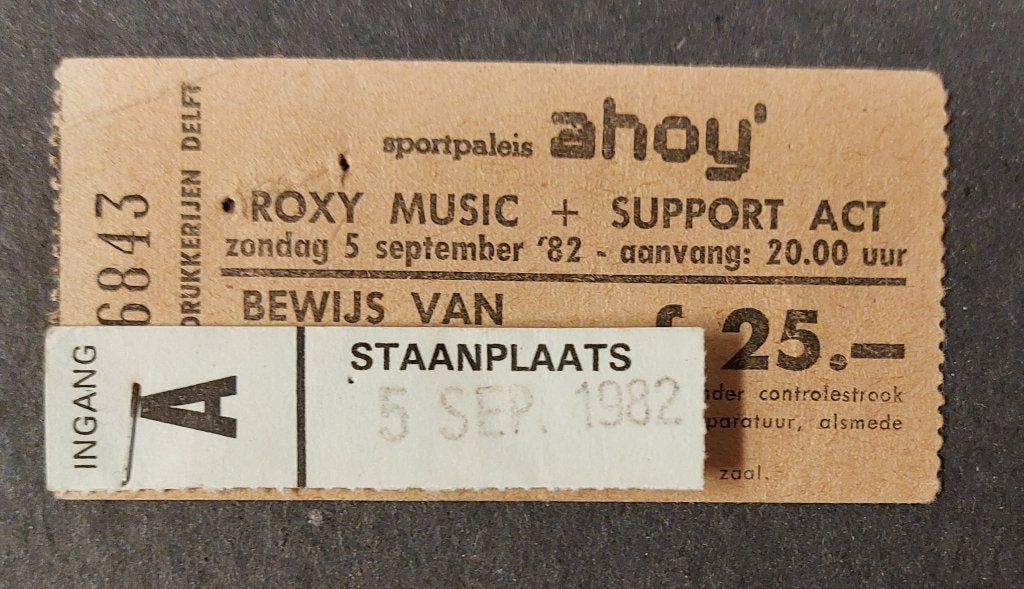 Roxy Music TICKET CONCERT KAARTJE Ahoy Rotterdam 1982, Gebruikt, Verzenden, NvT, Foto of Kaart