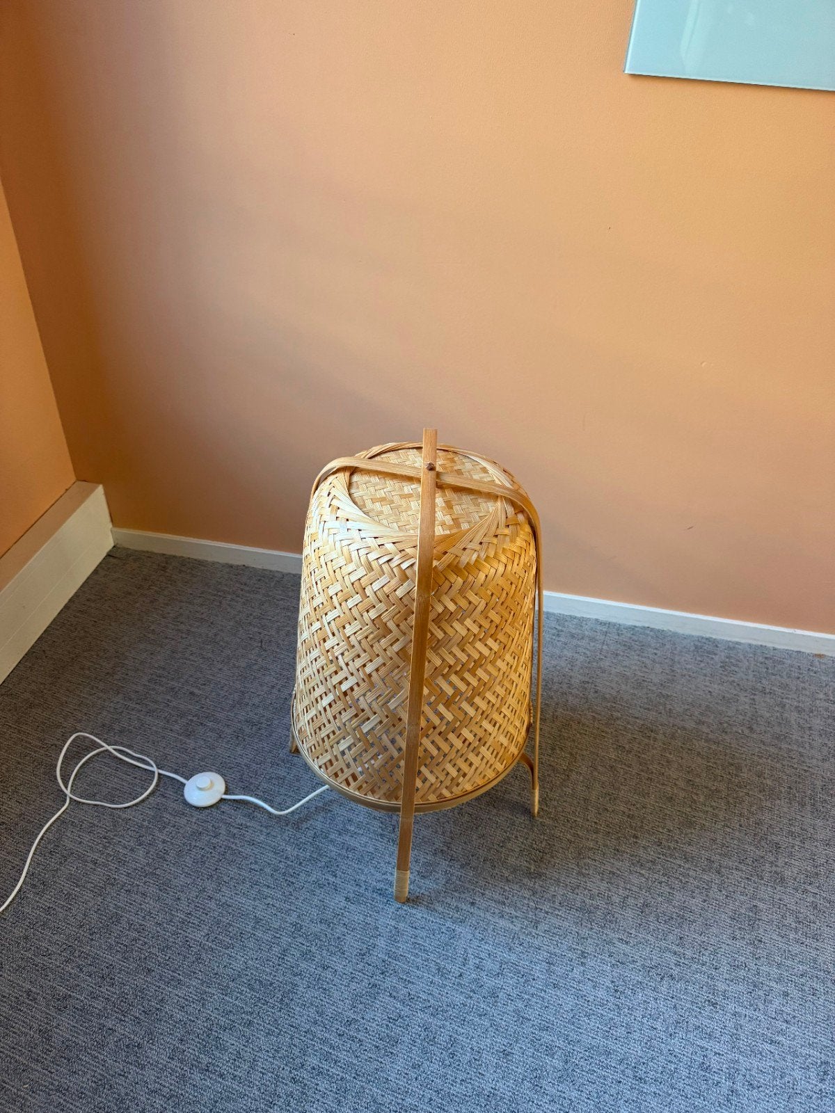 Ikea bamboe vloerlamp - sfeervolle verlichting, Bohemian, Scandinavisch, Natuurlijk materiaal, Zo goed als nieuw, Minder dan 100 cm