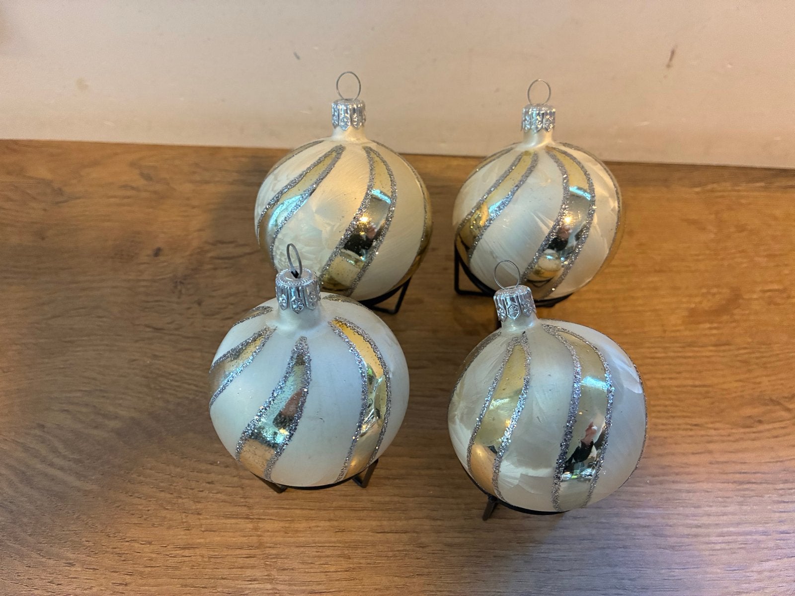 Set kerstballen en pegels zilver 8 stuks, Ophalen, Gebruikt