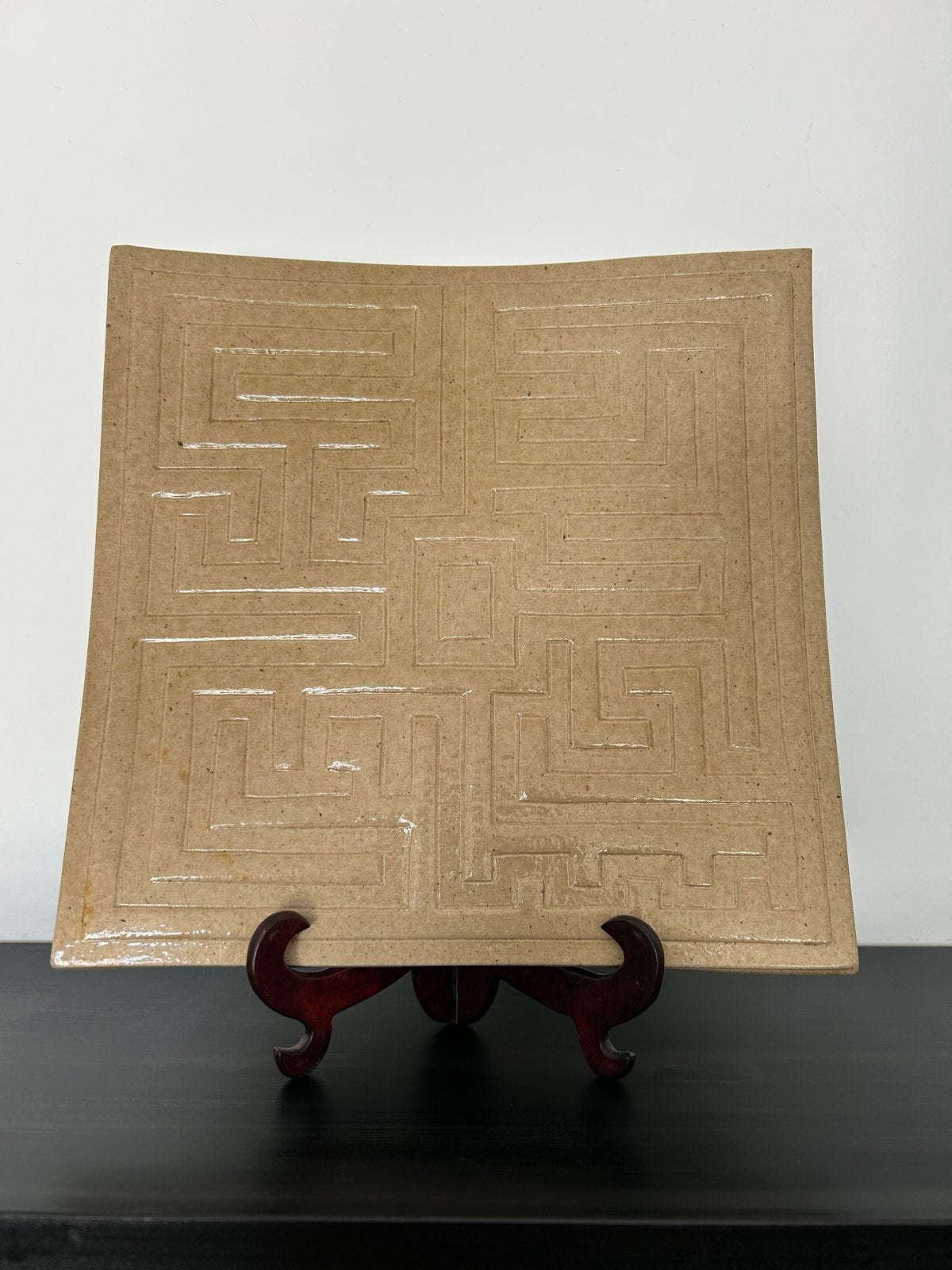 Oude Chinese Tegel Schaal met Doolhof Patroon, Antiek en Kunst, Ophalen of Verzenden