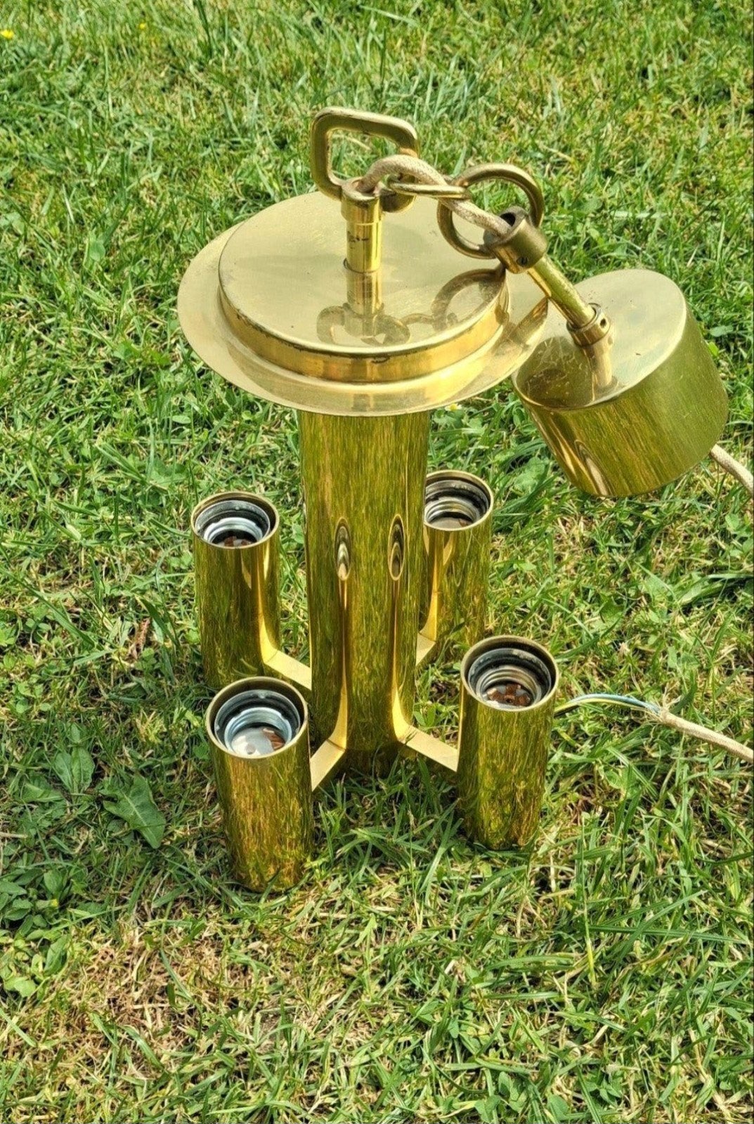 Kaiser Leuchten messingkleurige vintage hanglamp., Ophalen of Verzenden, Koper of Brons