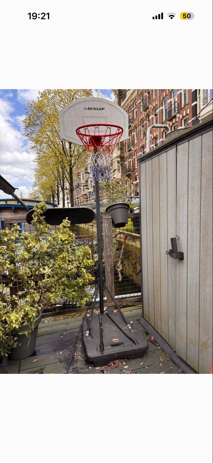 Dunlop Basketbalpaal met bord (190 cm paal, 48 cm bord), Sport en Fitness, Basketbal, Ophalen, Gebruikt, Ring, Bord of Paal