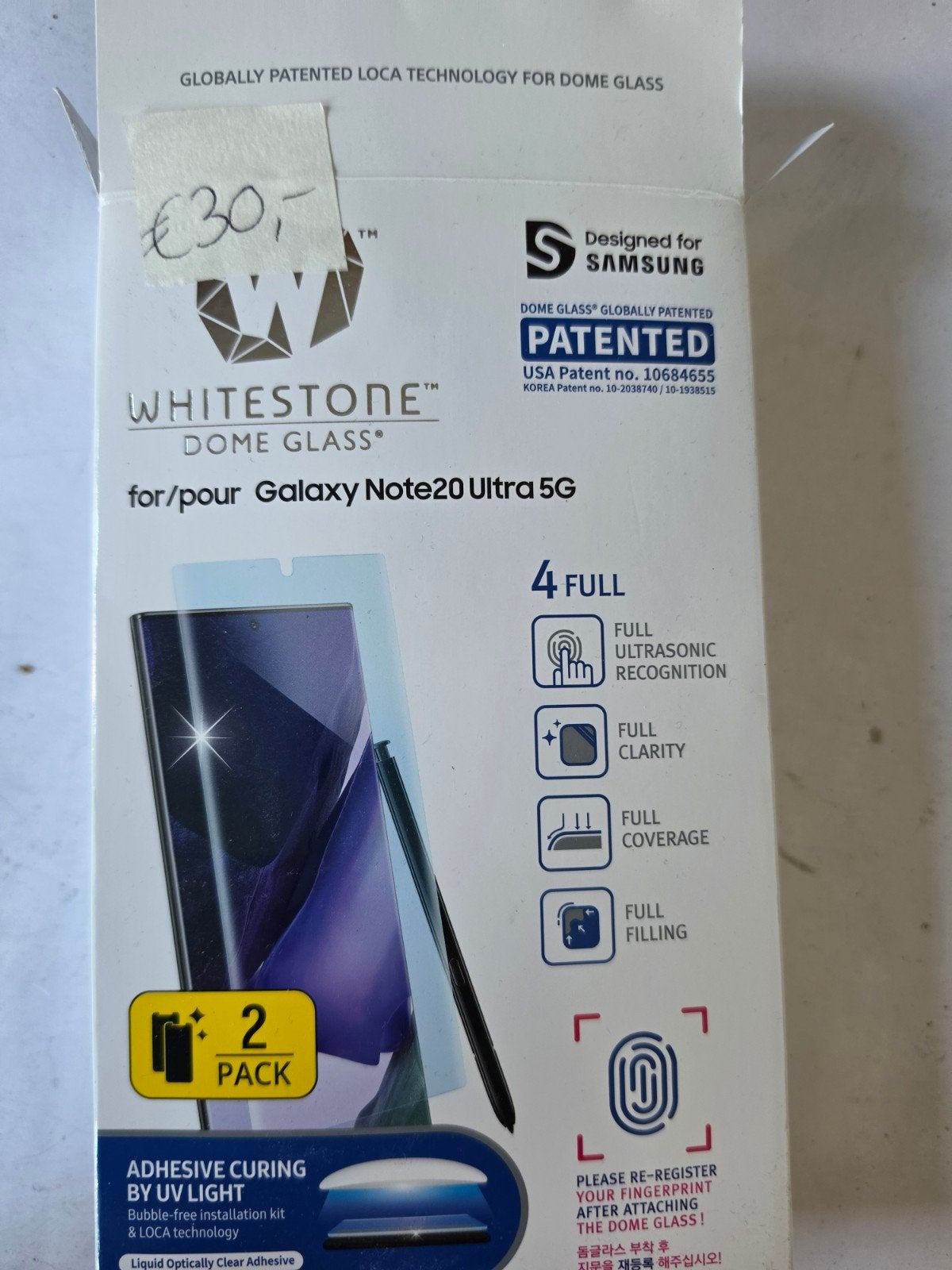 Whitestone Dome Glass screenprotector Galaxy Note20 Ultra 5G, Ophalen of Verzenden, Nieuw, Bescherming, Samsung