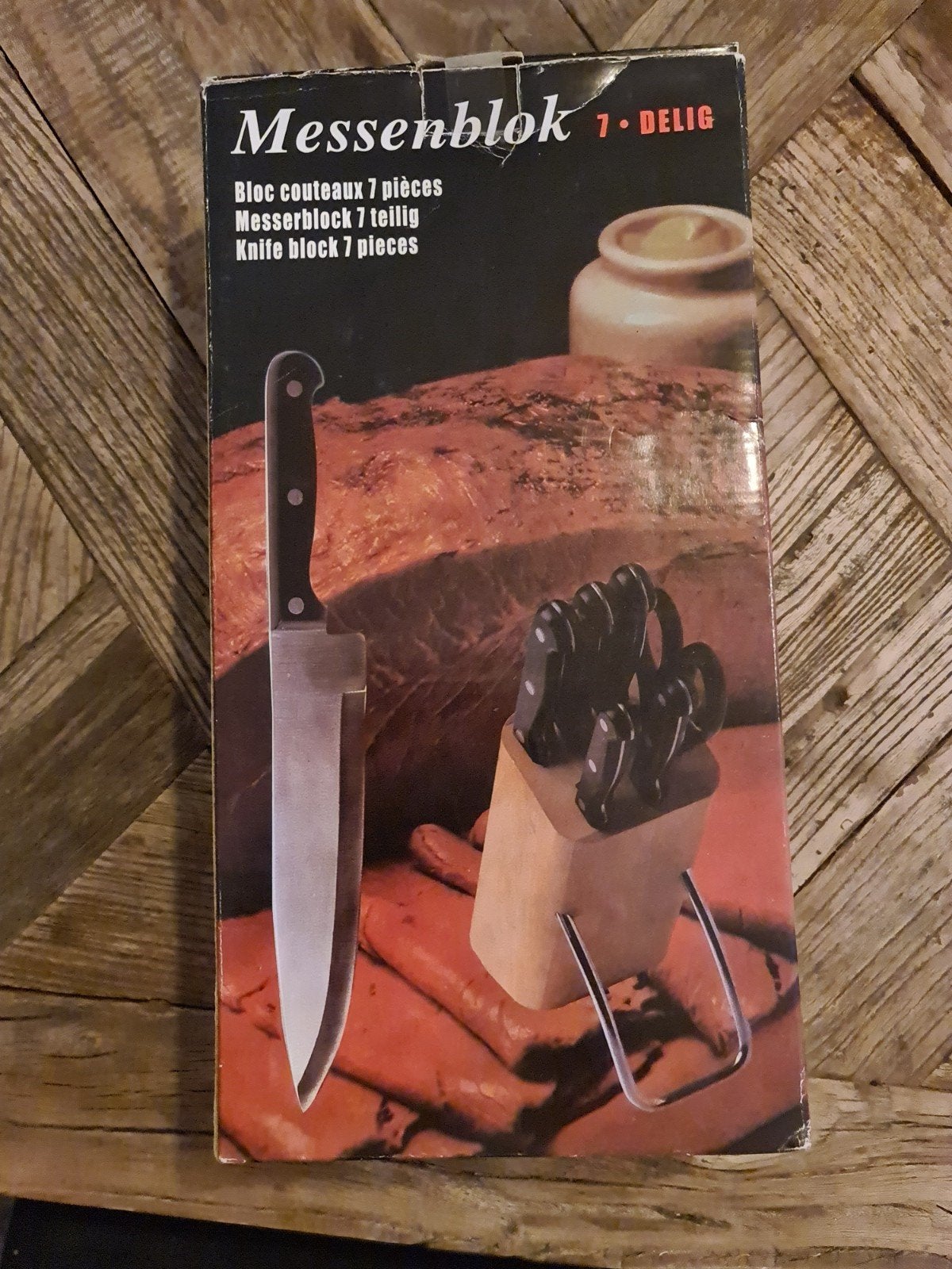 Messenblok 7-delig - Nieuw in doos, Bestekset, Nieuw, Ophalen of Verzenden, Rvs of Chroom