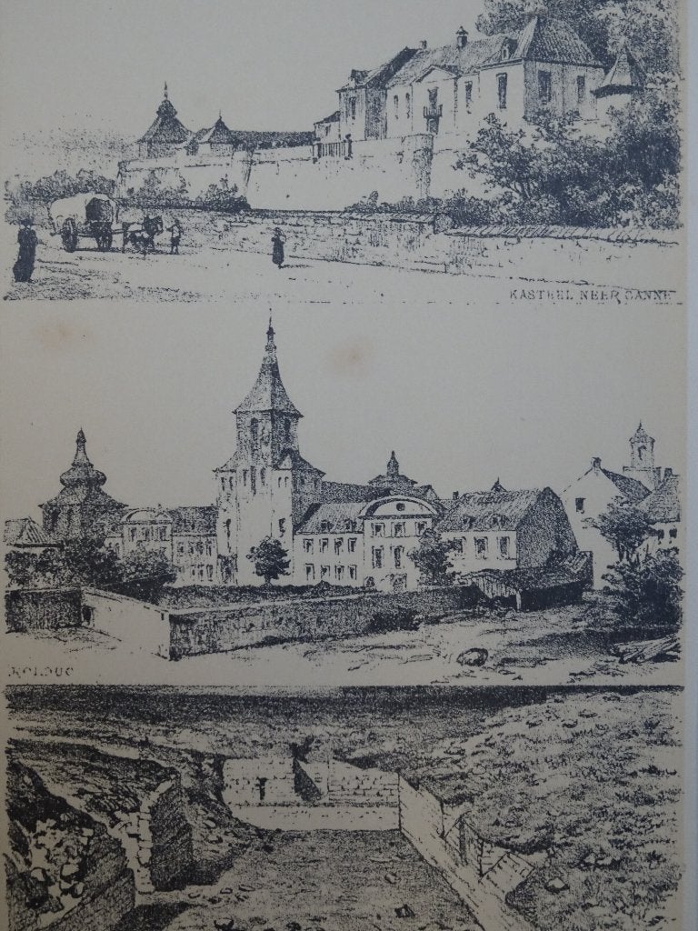 litho Rolduc, kasteel Neer Canne, romeinse villa, 19e eeuw, Antiek en Kunst, Kunst | Litho's en Zeefdrukken, Origineel, Verzenden