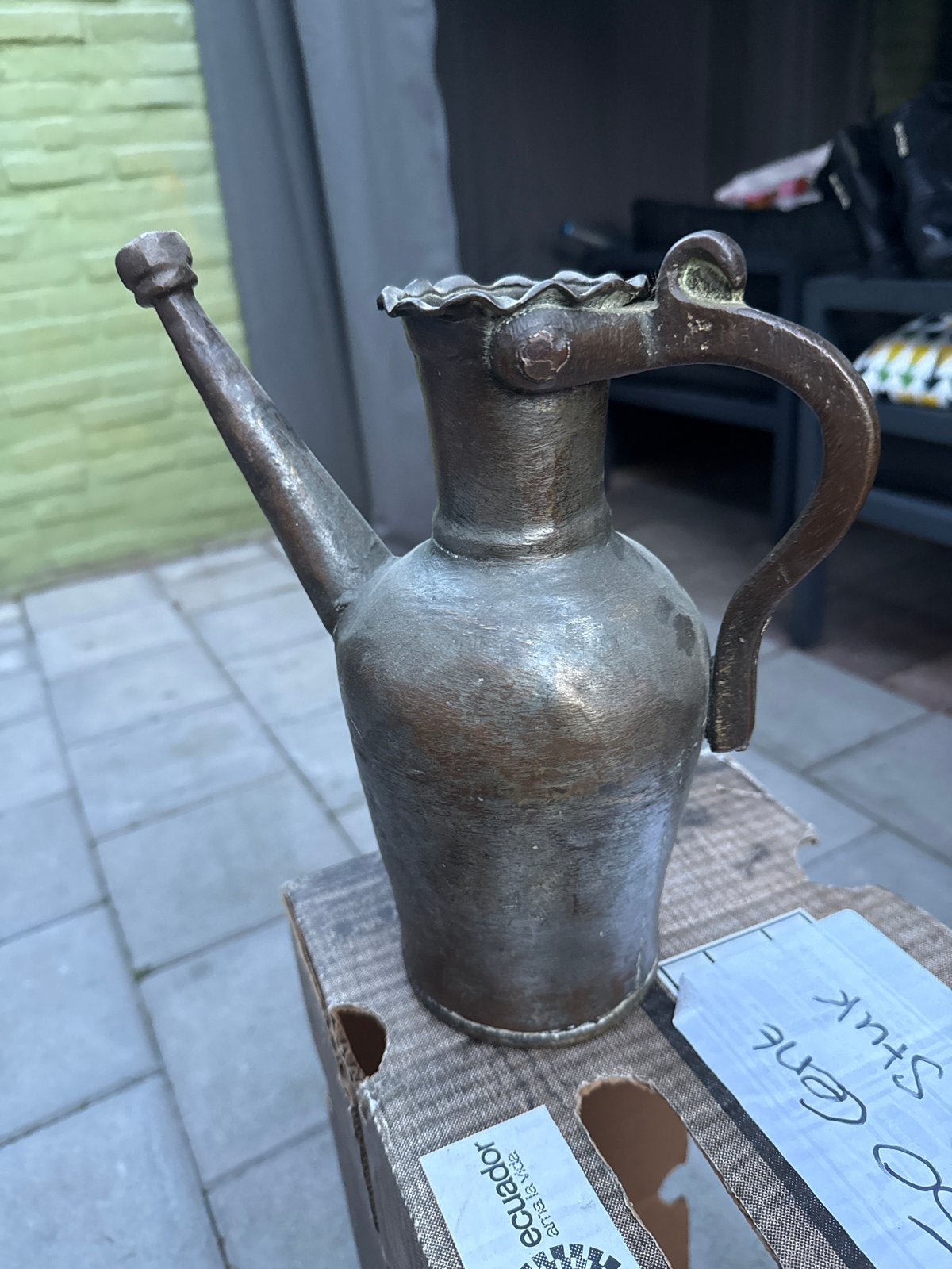 Antieke Koperen Oliekan / Waterkan, Antiek en Kunst, Ophalen, Koper