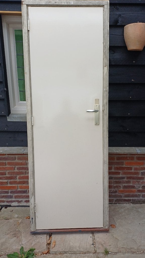 kozijn met deur inbouwmaat 73x204.5, Doe-het-zelf en Verbouw, Kozijnen en Schuifpuien, Gebruikt, Deurkozijn, 150 tot 225 cm, Hout