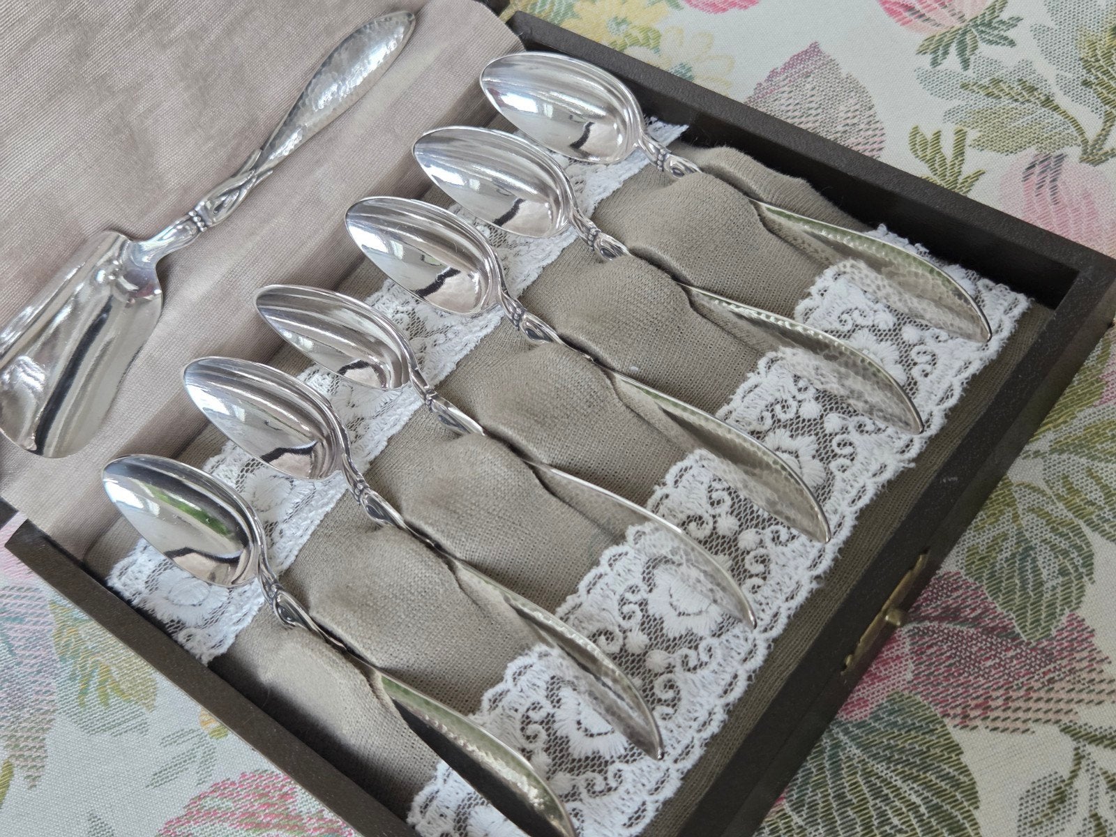 6 Antieke koffie theelepels 1918 Wellner verzilverd, Ophalen of Verzenden