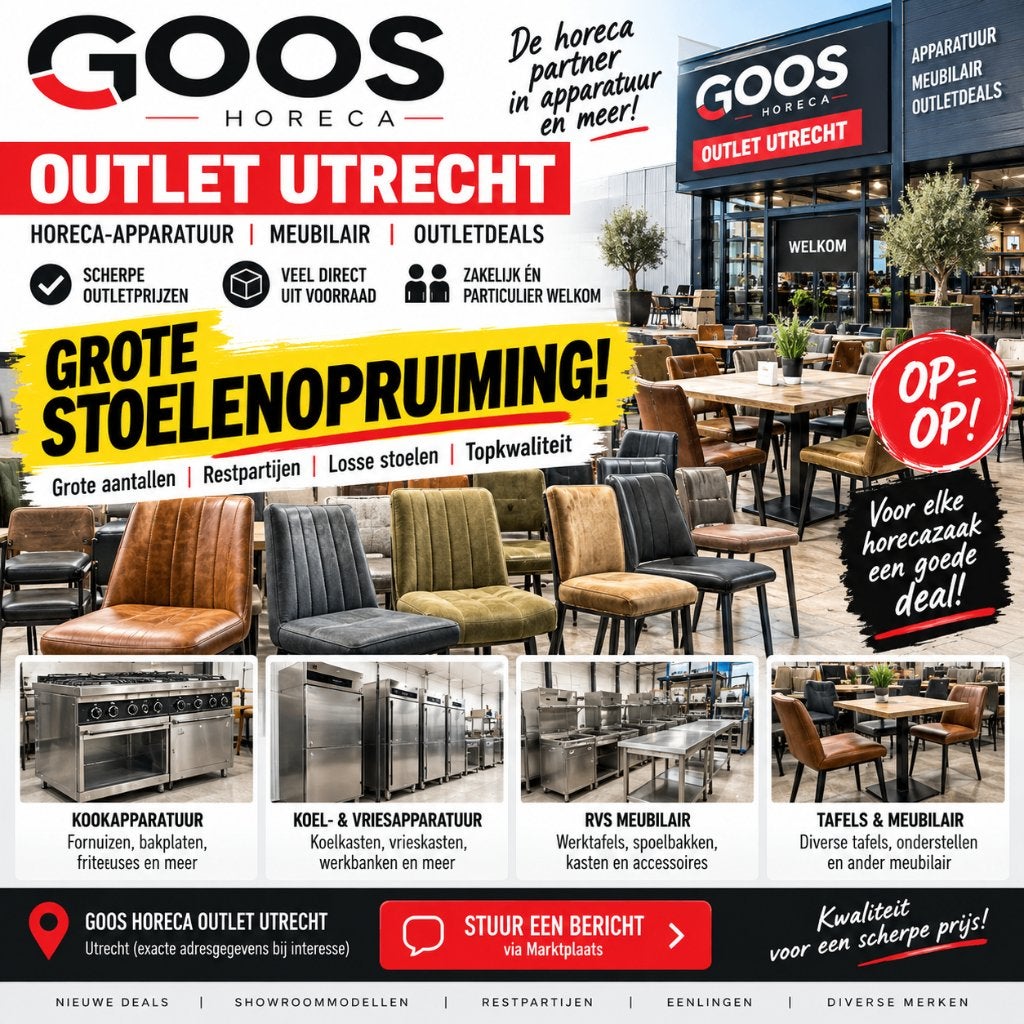 GOOS Horeca Outlet Utrecht – Stoelen & Horeca Apparatuur, Ophalen of Verzenden, Nieuw zonder verpakking, Fornuis, Frituur en Grillen