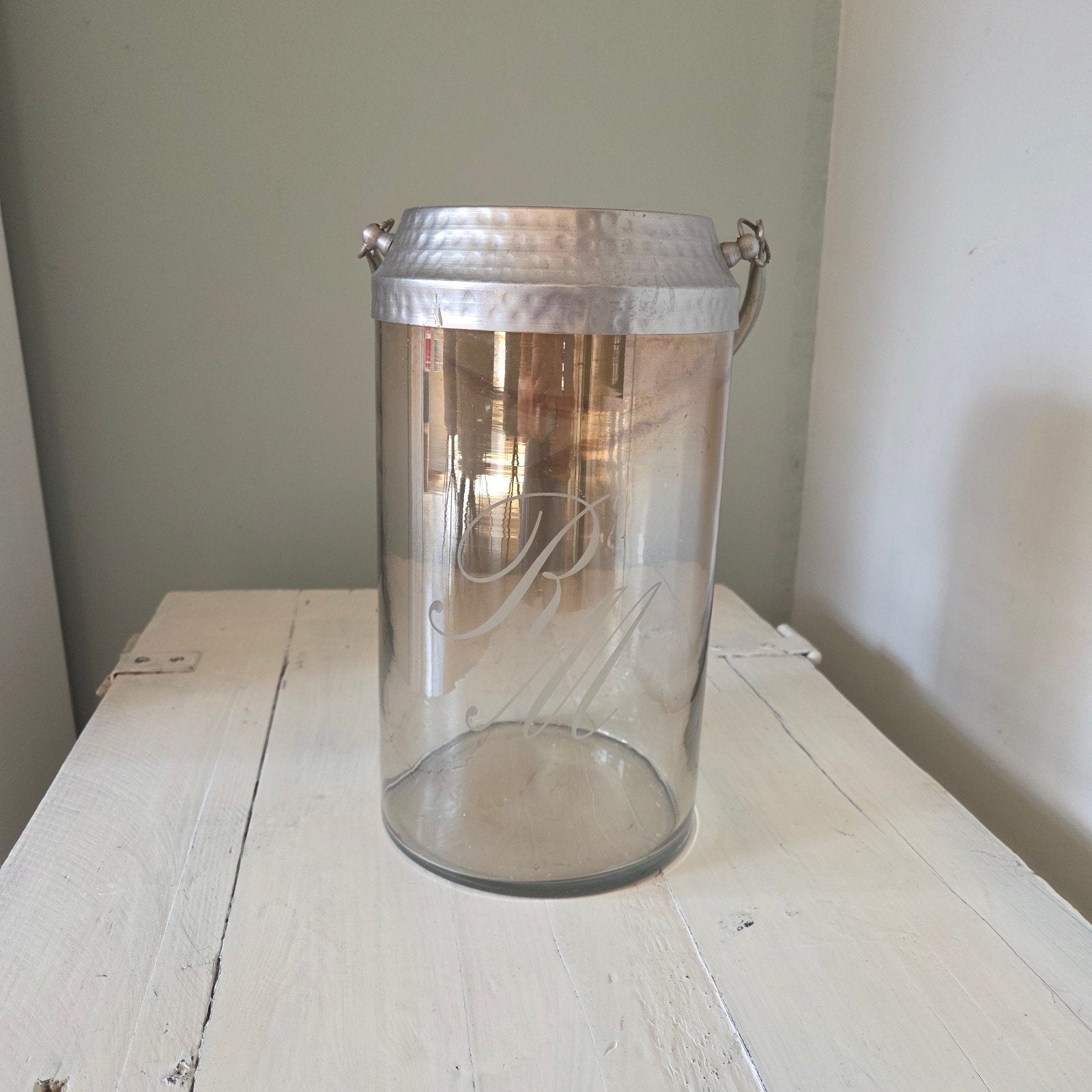 Riviera Maison windlicht., Glas, Ophalen of Verzenden, Zo goed als nieuw, 15 cm