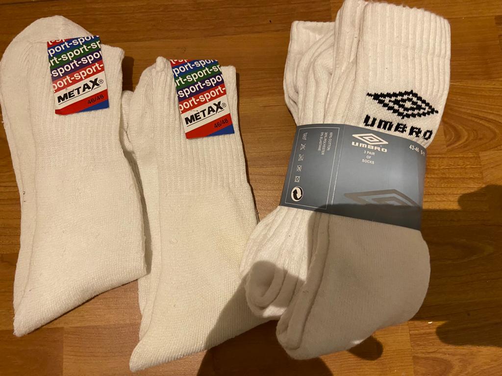 6 paar witte sportsokken Umbro Witte sokken metax, Ophalen of Verzenden, Zo goed als nieuw, Overige maten, Wit