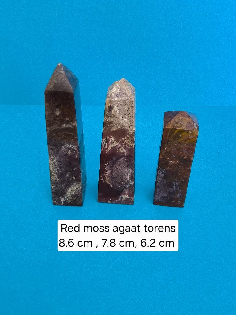 Red moss agaten torens, Ophalen of Verzenden, Mineraal